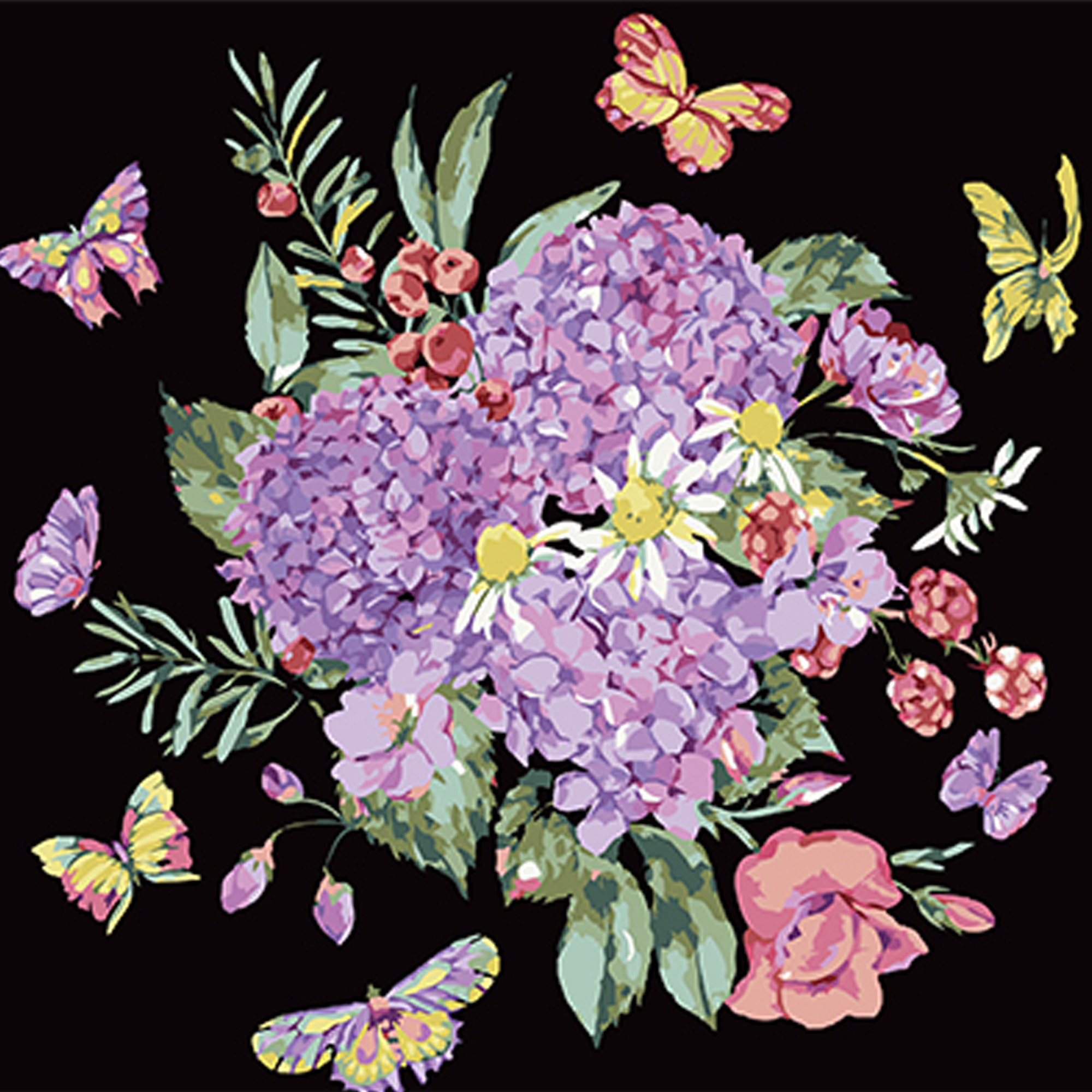 Bunte Komposition auf schwarzem Hintergrund,