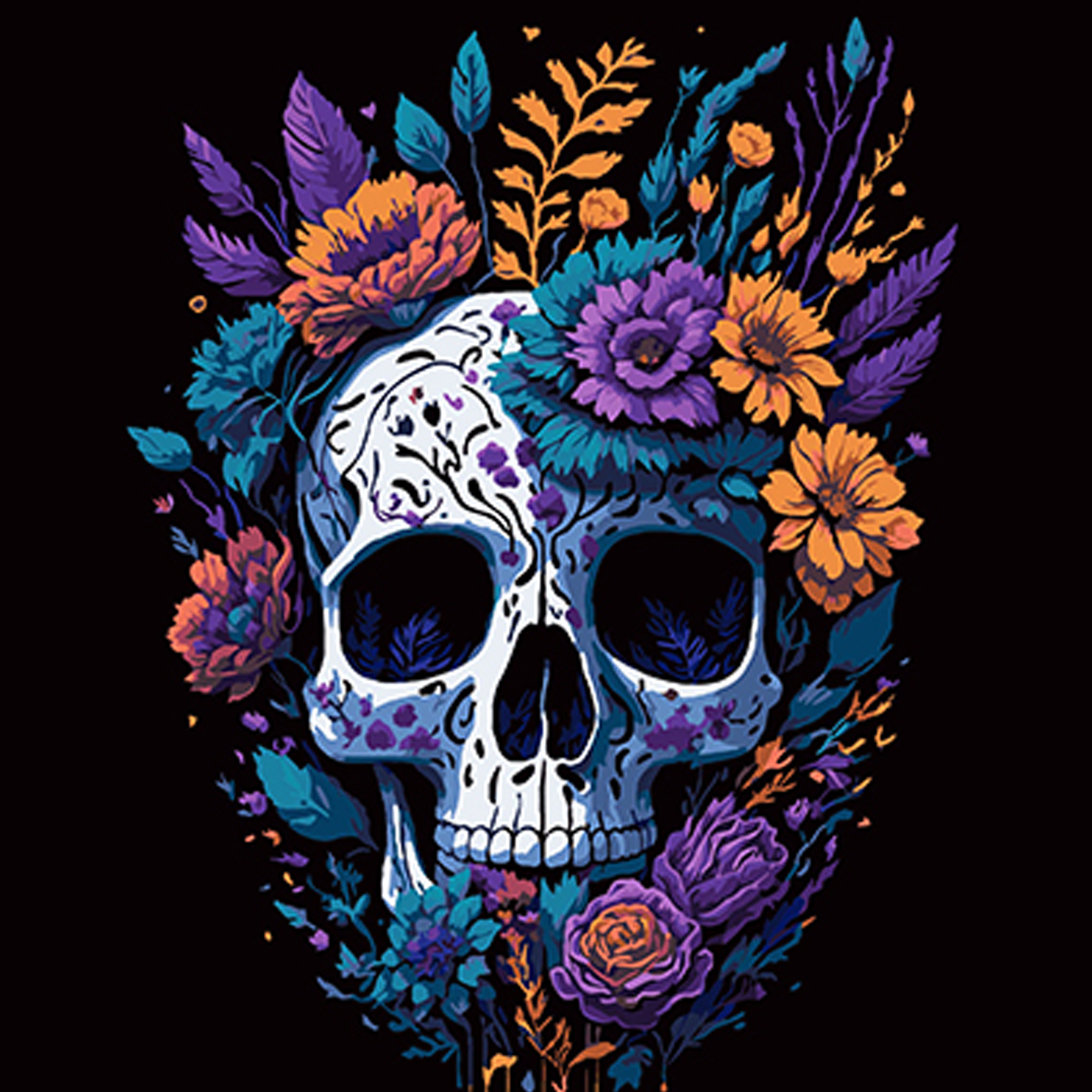 Картина за номерами ПРЕМІУМ Естетика життя і смерті на чорному фоні