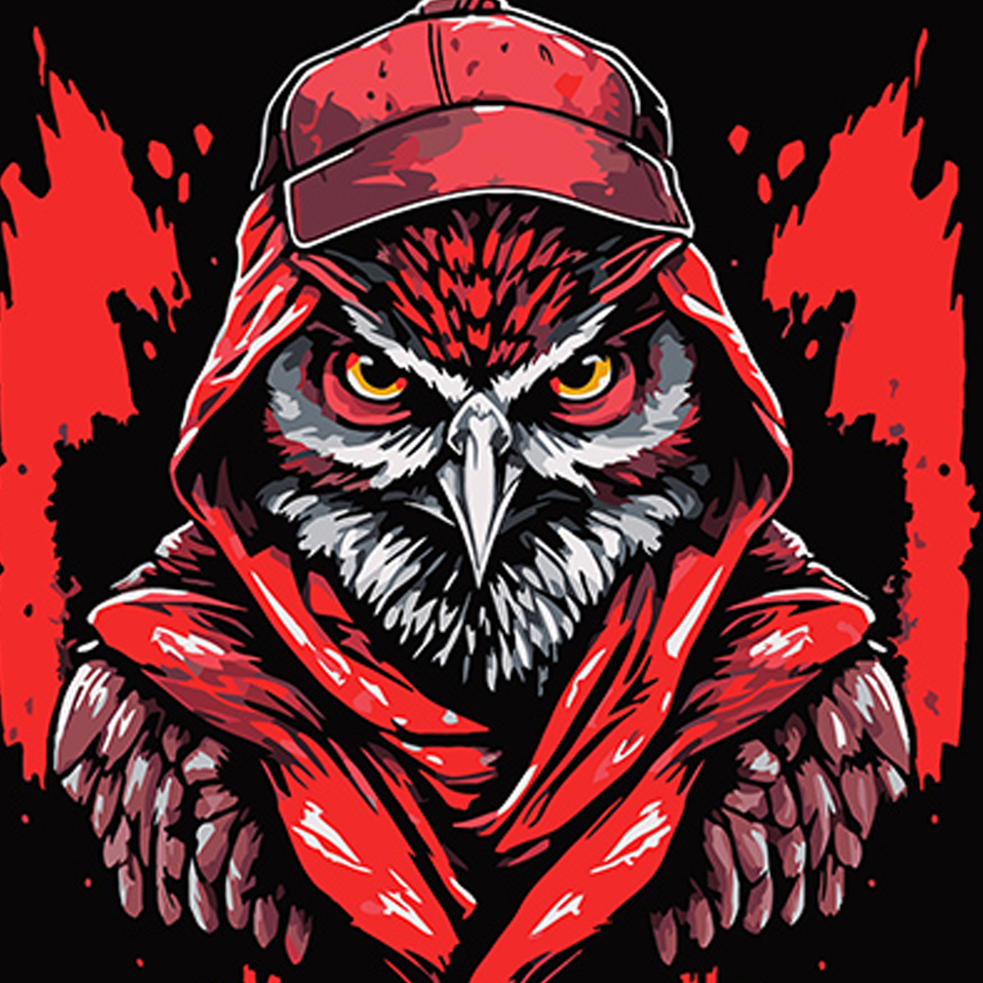 Картина за номерами ПРЕМІУМ Детективна сова у графіті стилі на чорному фоні