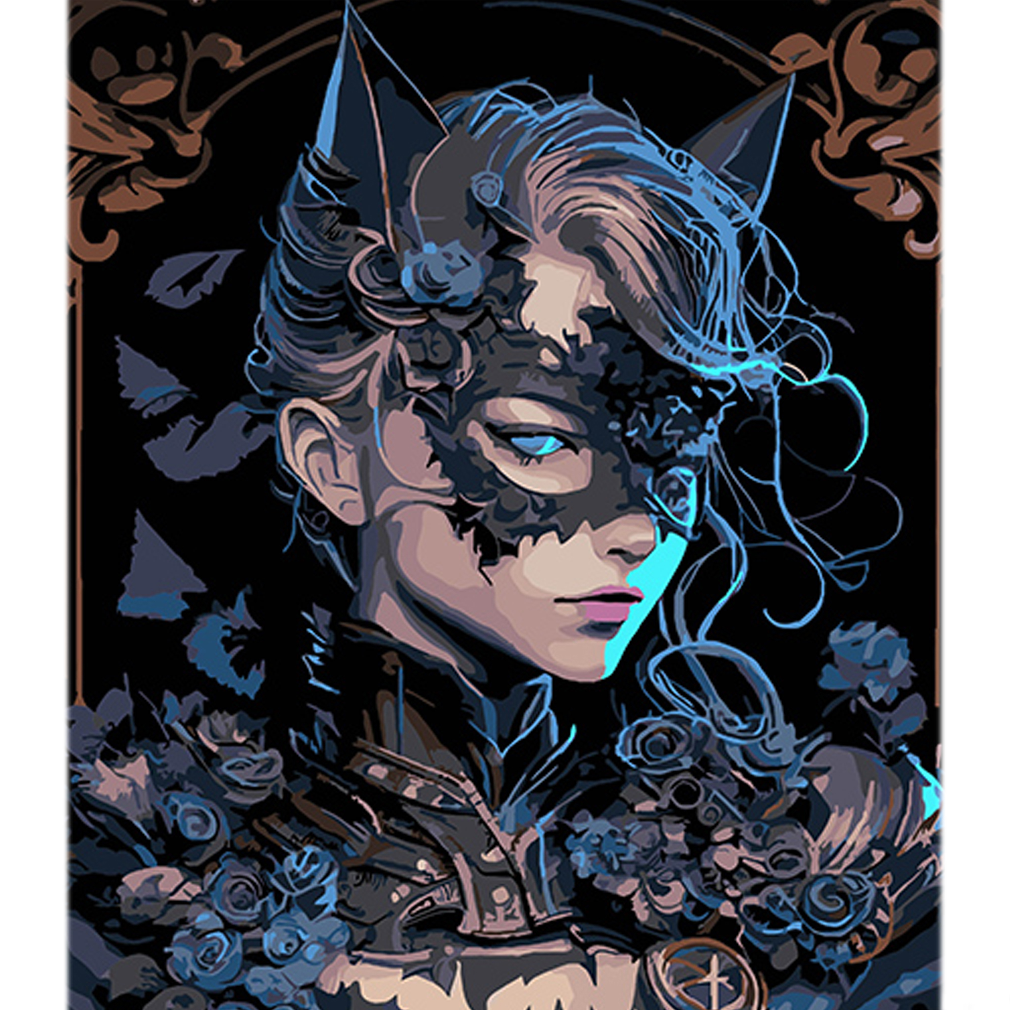 Картина за номерами ПРЕМІУМ Героїня у масці на чорному фоні