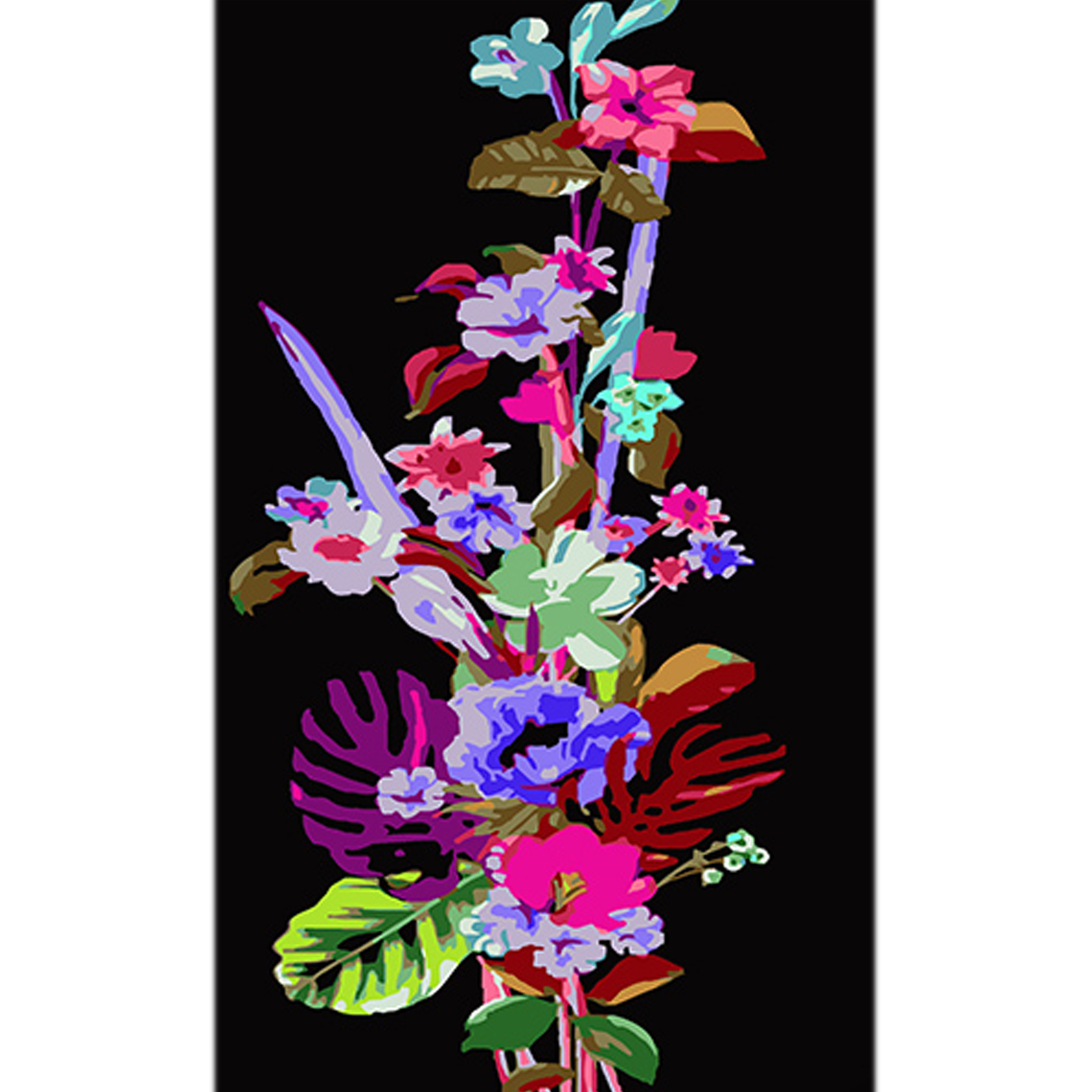 Картина за номерами ПРЕМІУМ Весняна палітра на чорному фоні