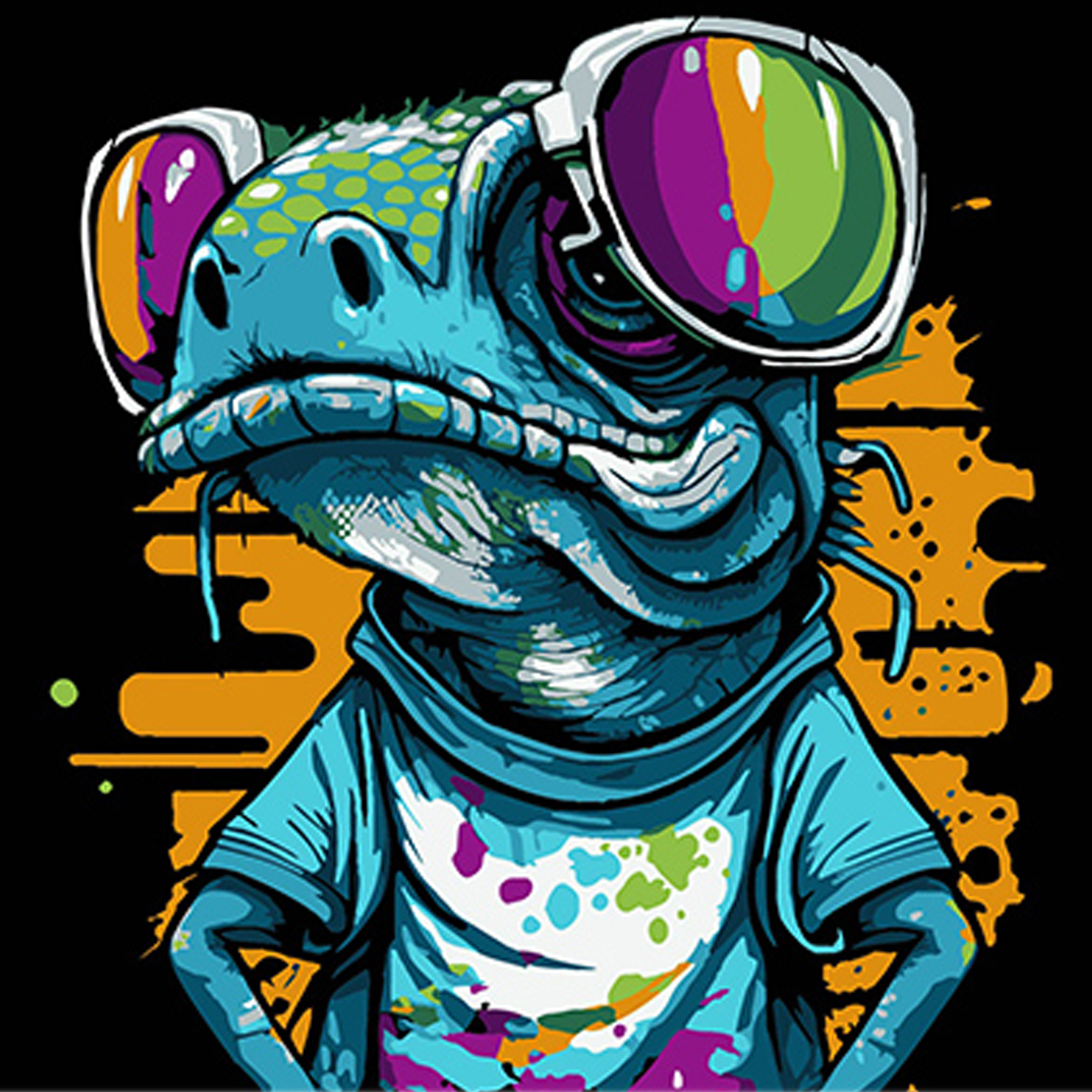 Картина за номерами ПРЕМІУМ Яскрава рептилія на чорному фоні