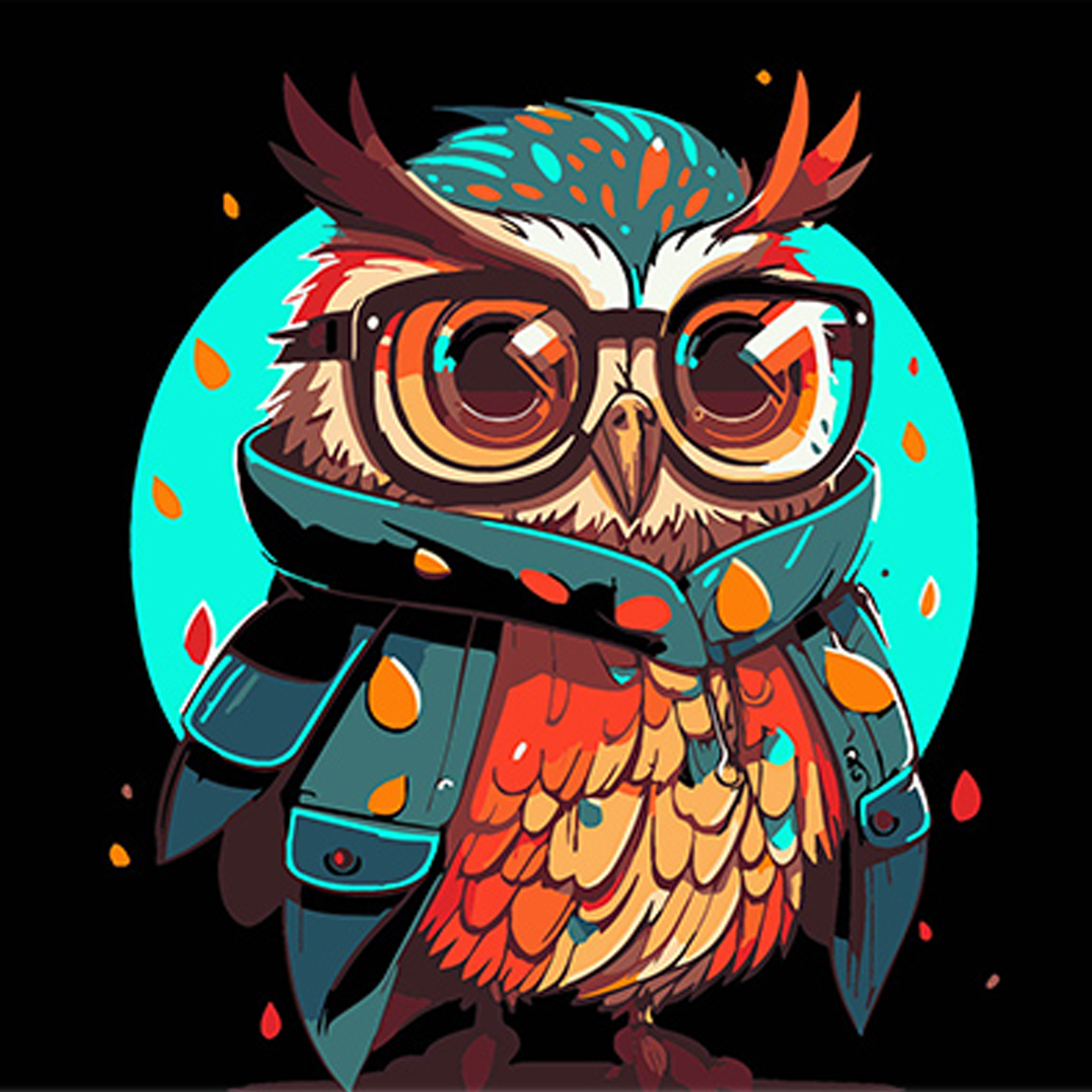 Картина за номерами ПРЕМІУМ Яскравість пернатого мудреця на чорному фоні