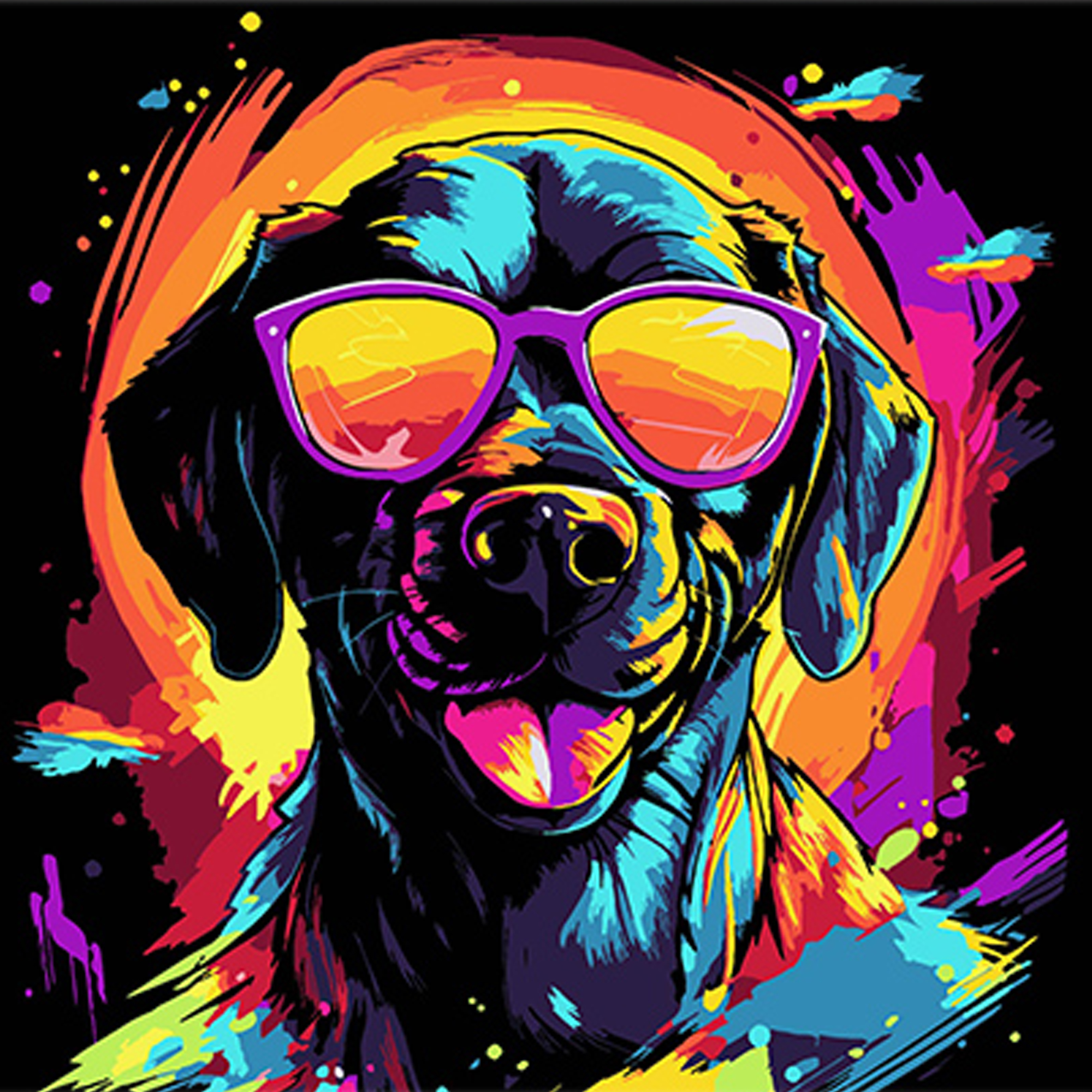 Картина за номерами ПРЕМІУМ Яскравий вірний друг на чорному фоні