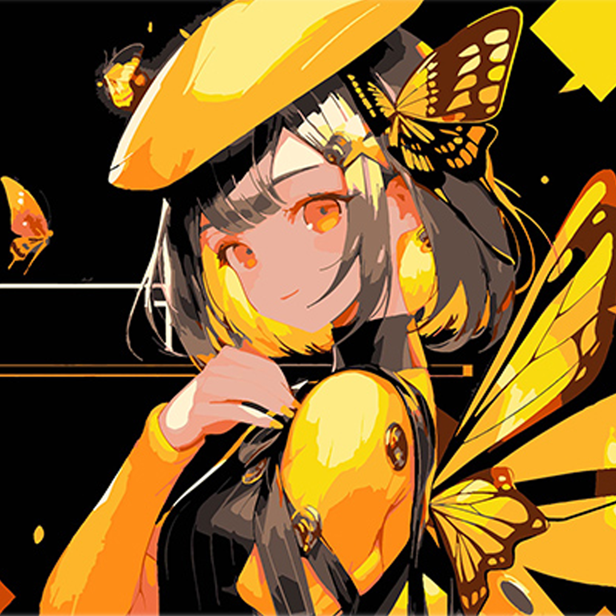 Картина по номерам ПРЕМИУМ Аниме девочка-бабочка на черном фоне