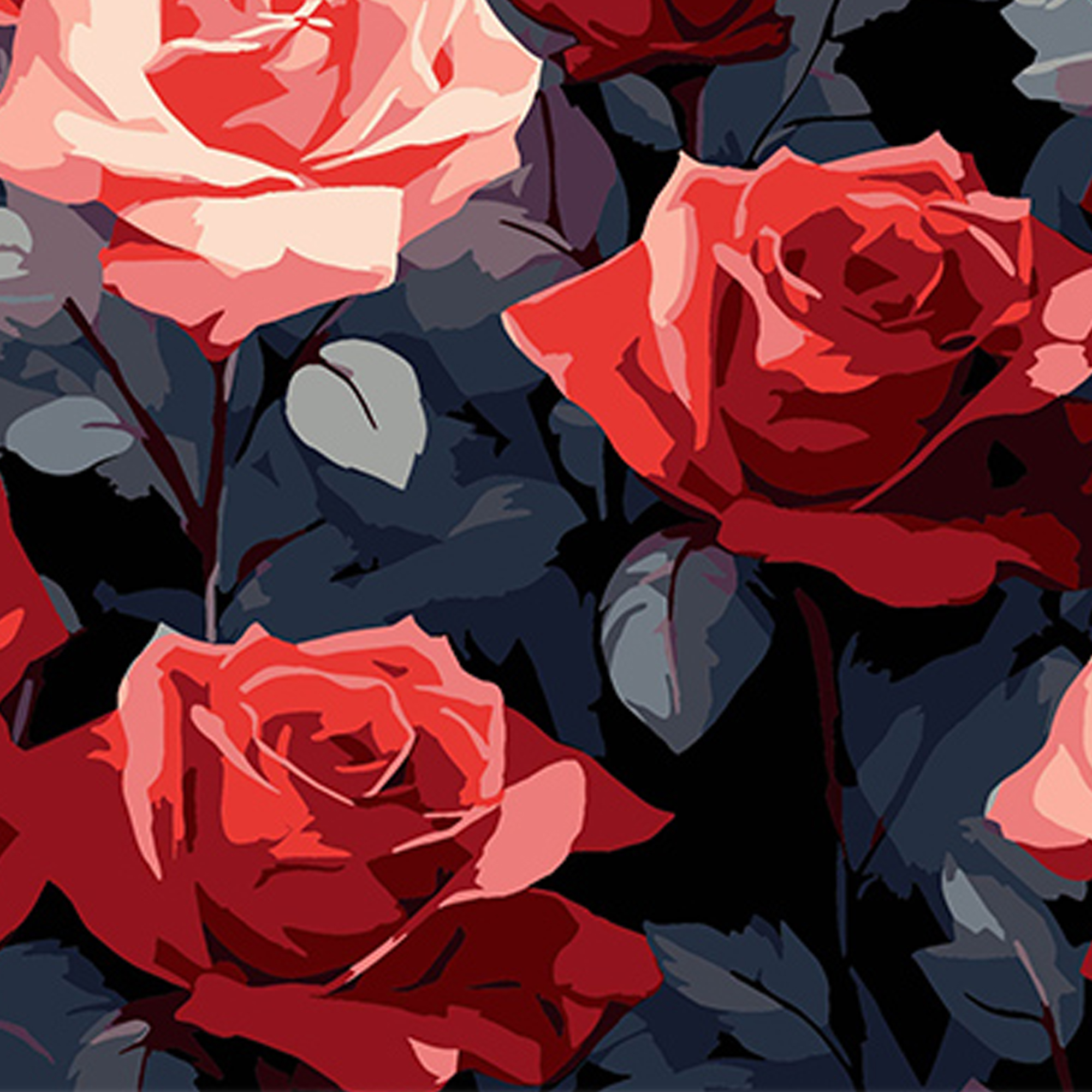 Картина по номерам ПРЕМИУМ Красные розы красоты на черном фоне