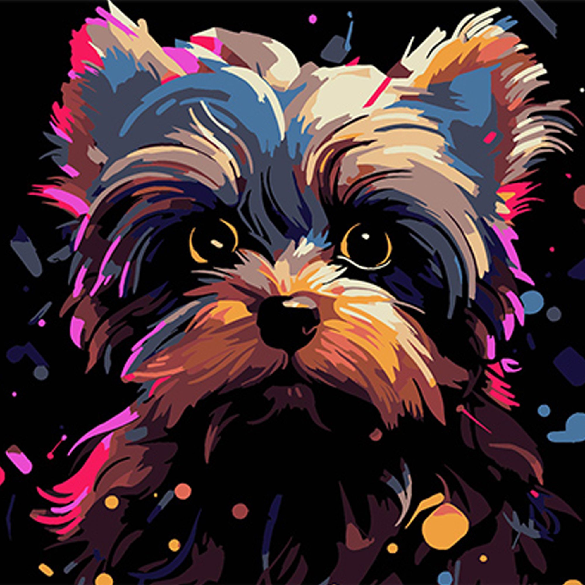 Картина за номерами ПРЕМІУМ Йорк експресія кольору на чорному фоні