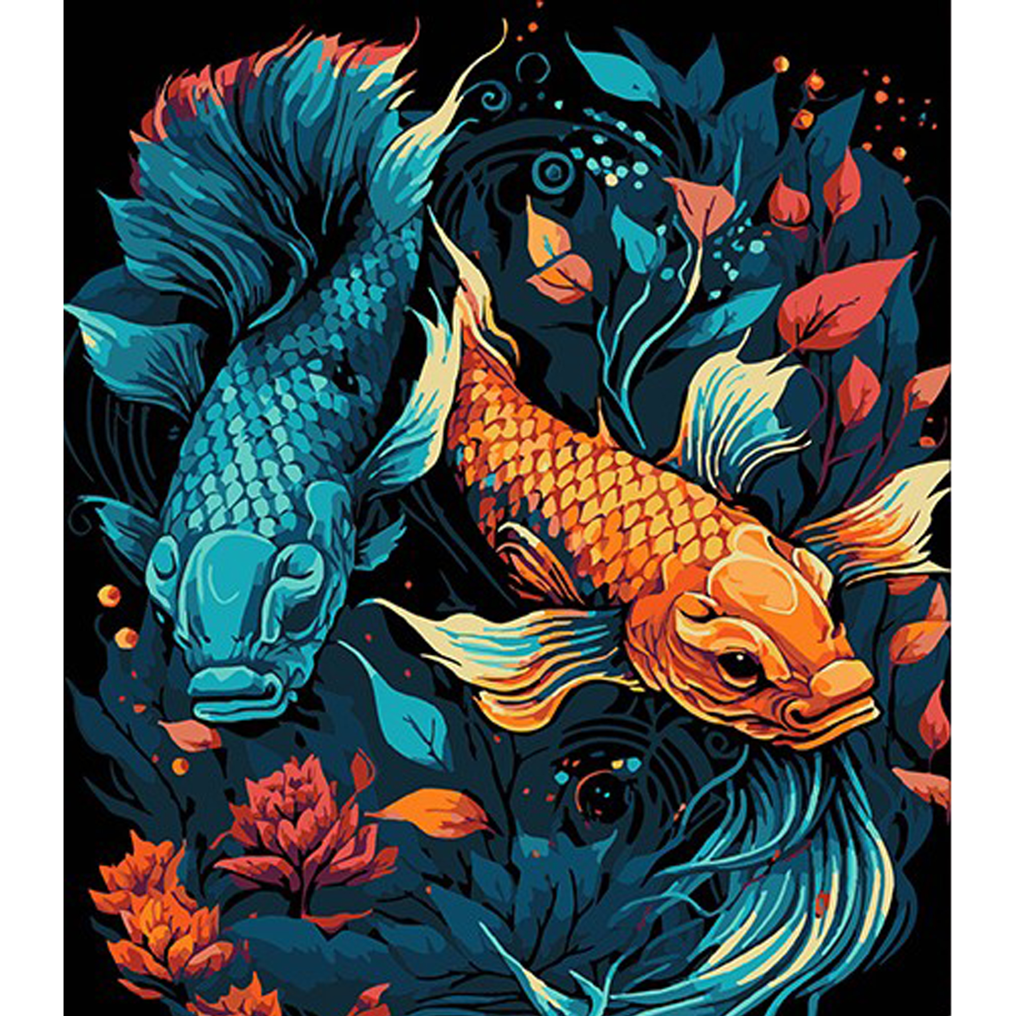 Картина за номерами ПРЕМІУМ Підводний світ на чорному фоні