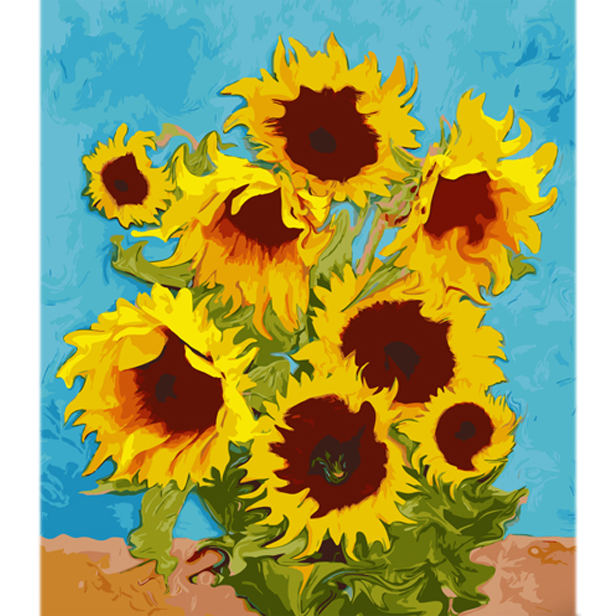 Картина за номерами Золоті соняхи на кольоровому фоні