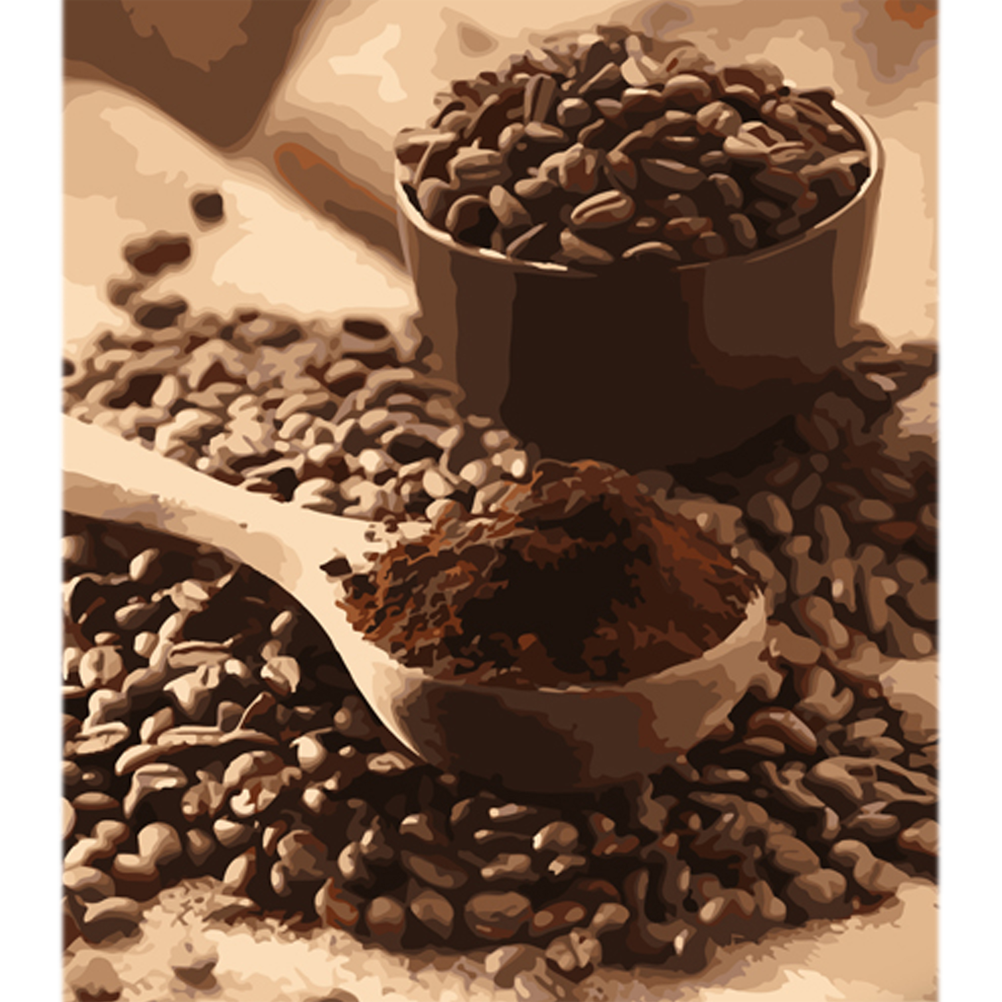 Картина за номерами Молота кава на кольоровому фоні