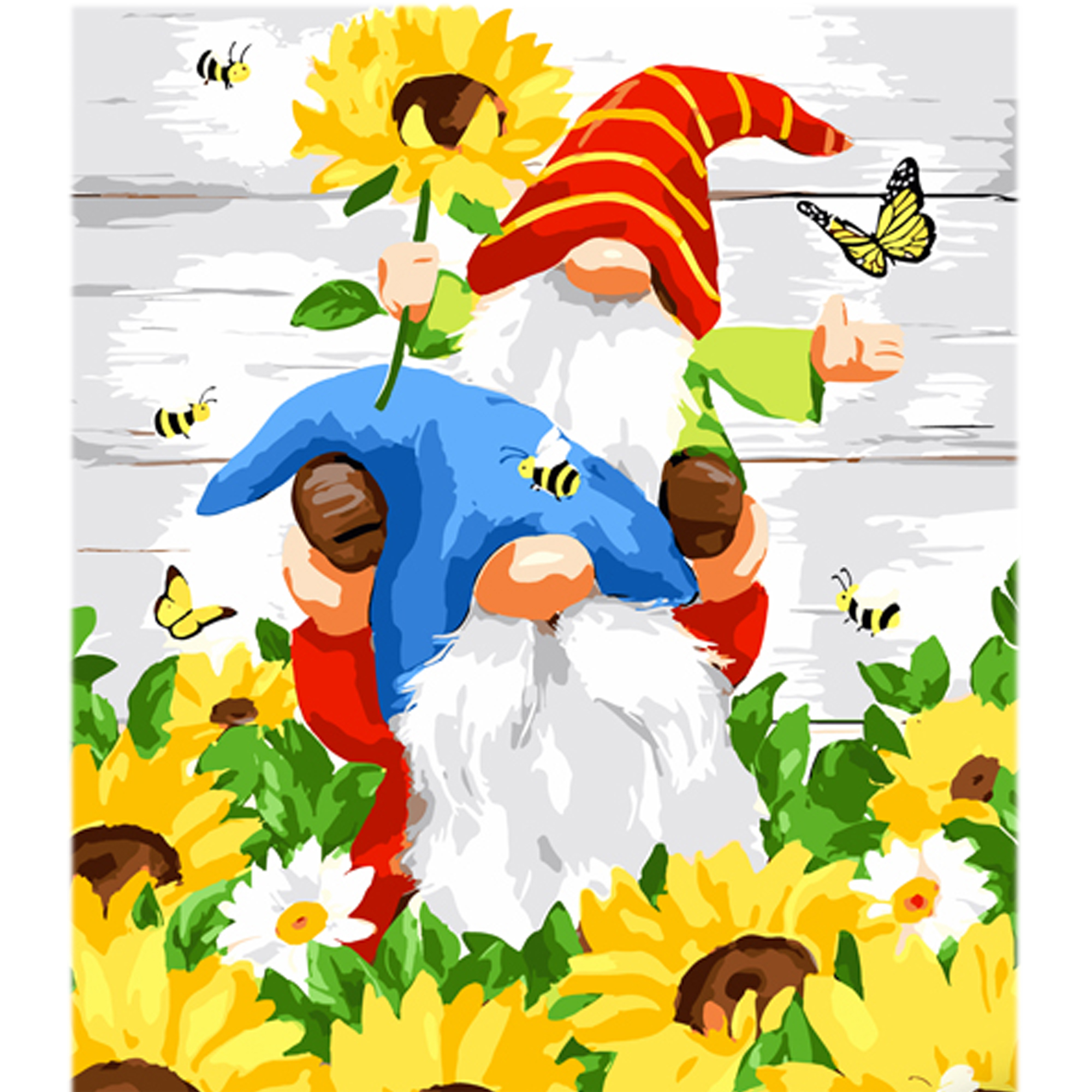 Картина за номерами Пара гномиків на кольоровому фоні