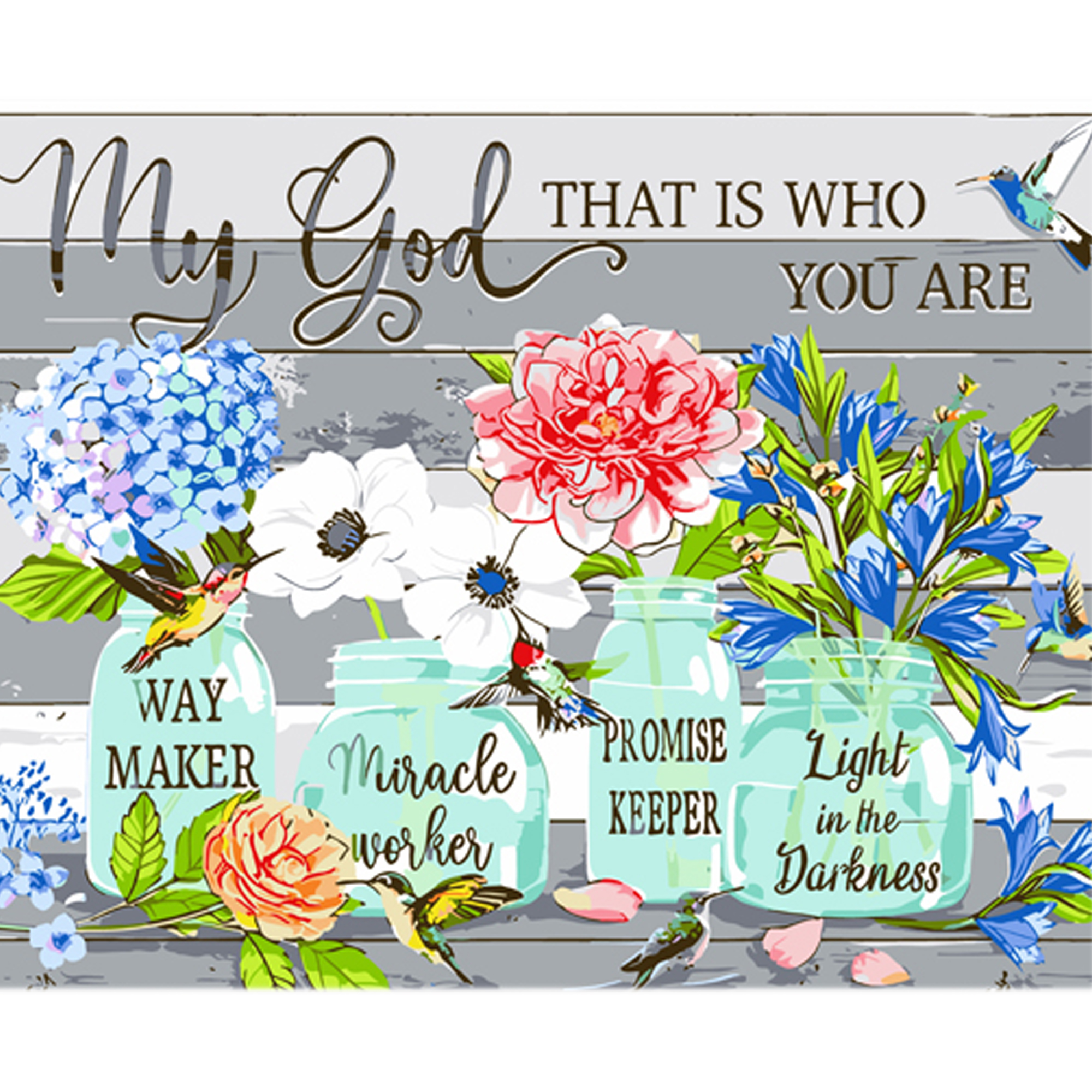 Картина за номерами Чотири букети на кольоровому фоні