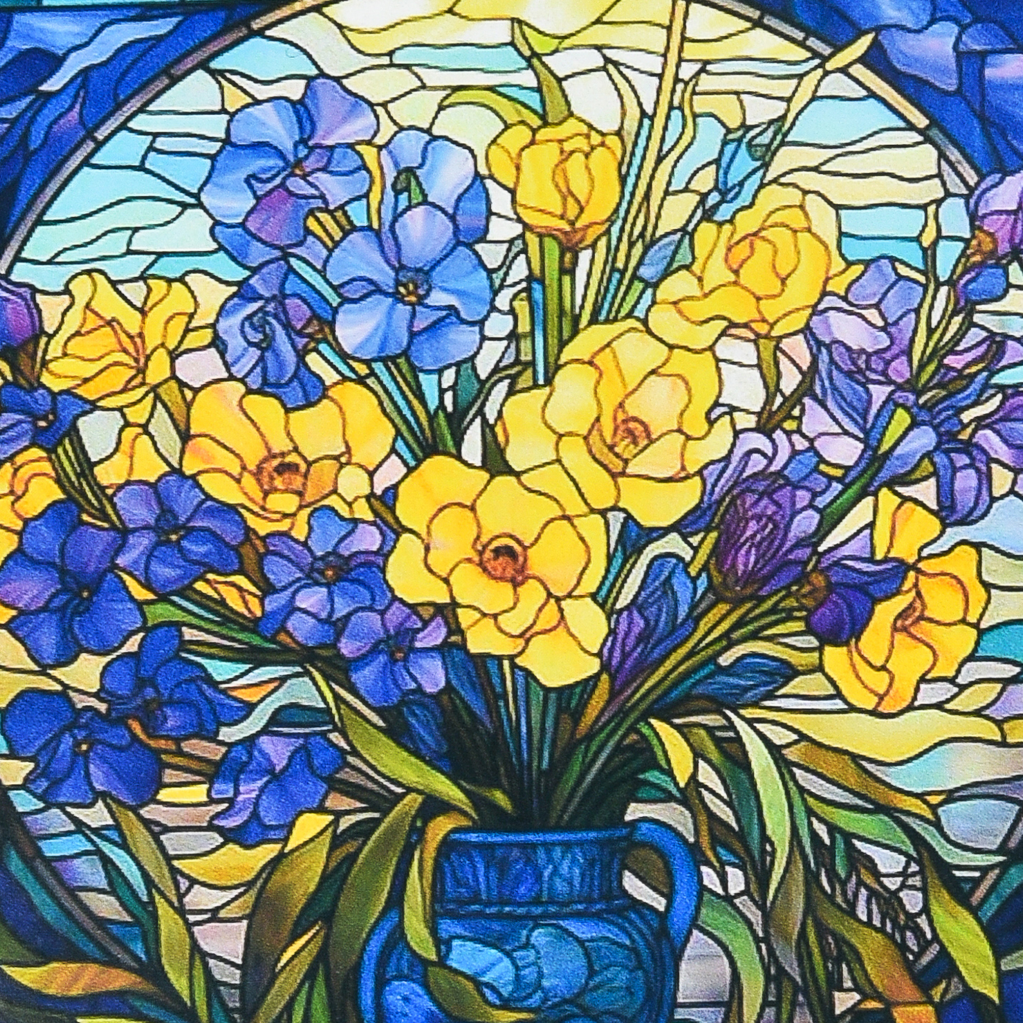 Diamantmosaik PREMIUM Buntglasblumen