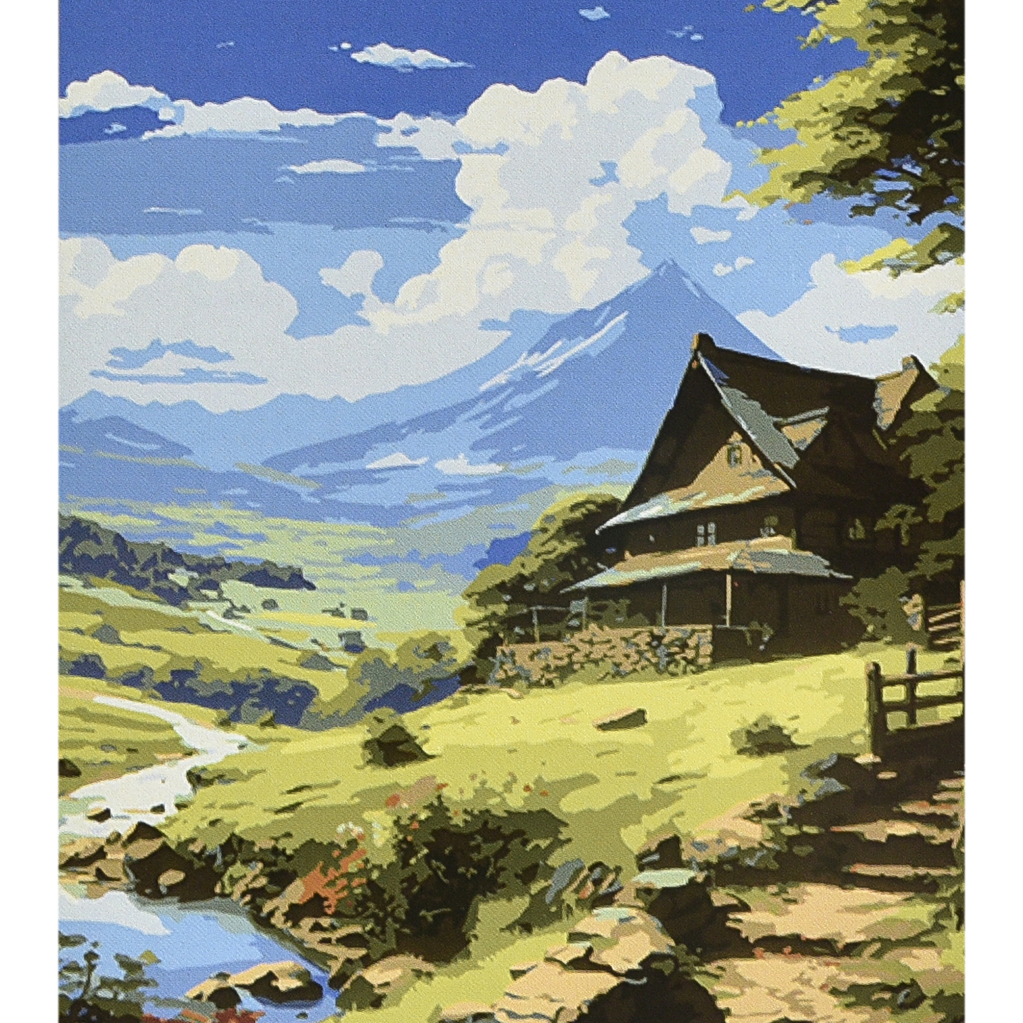 Картина за номерами ПРЕМІУМ Ідилія серед гір з лаком та рівнем