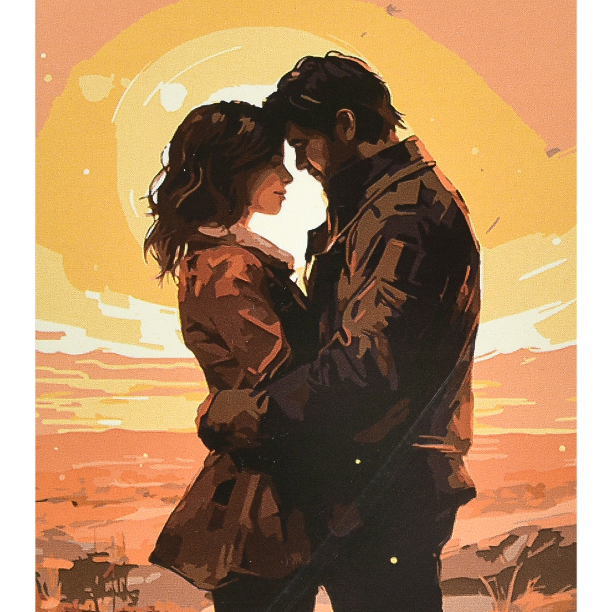 Картина за номерами ПРЕМІУМ Обійми щастя з лаком та рівнем