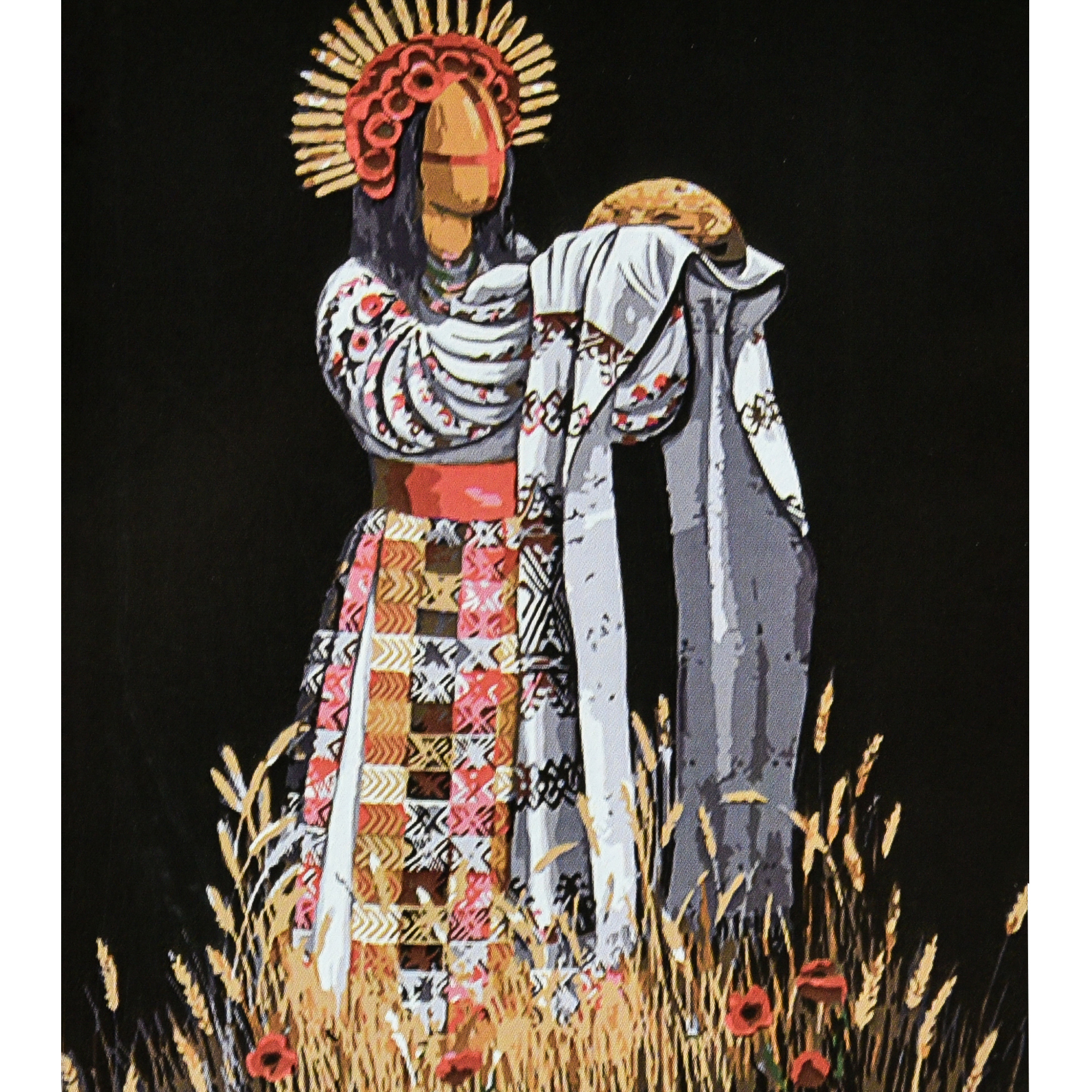 Картина за номерами ПРЕМІУМ Колоска на чорному фоні з лаком