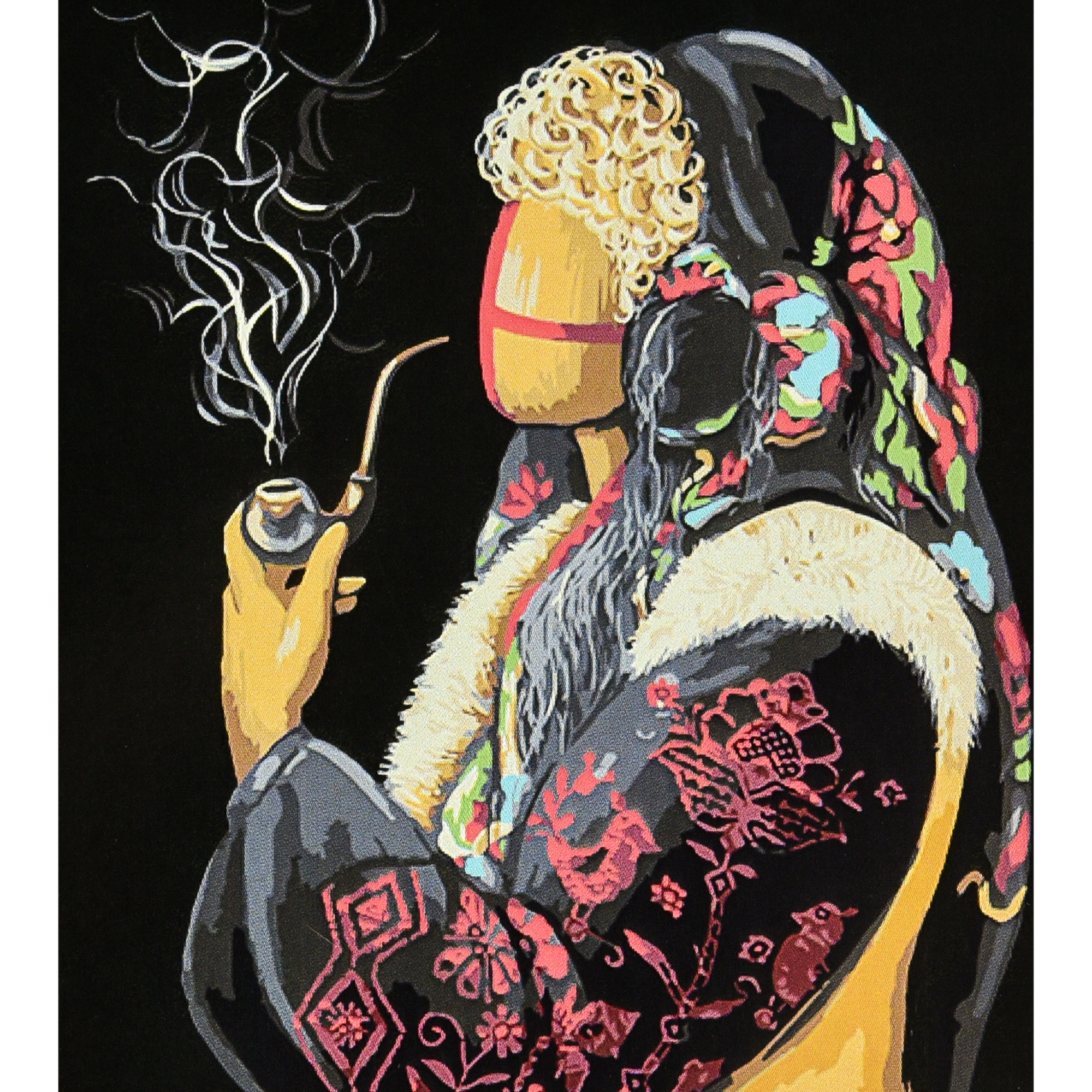 Картина за номерами ПРЕМІУМ Ладанна на чорному фоні з лаком