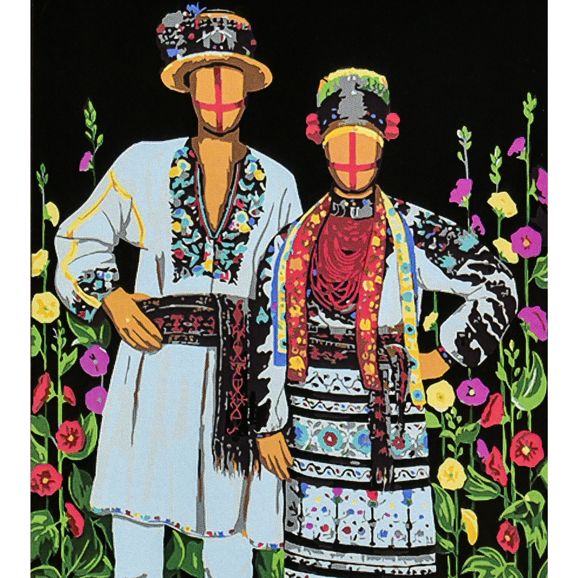 Картина за номерами ПРЕМІУМ Нерозривні на чорному фоні з лаком