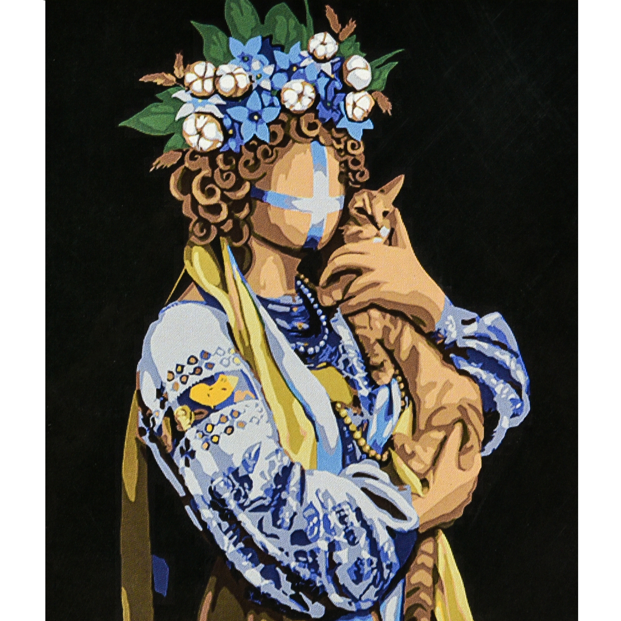 Картина за номерами ПРЕМІУМ Пригорнута на чорному фоні з лаком