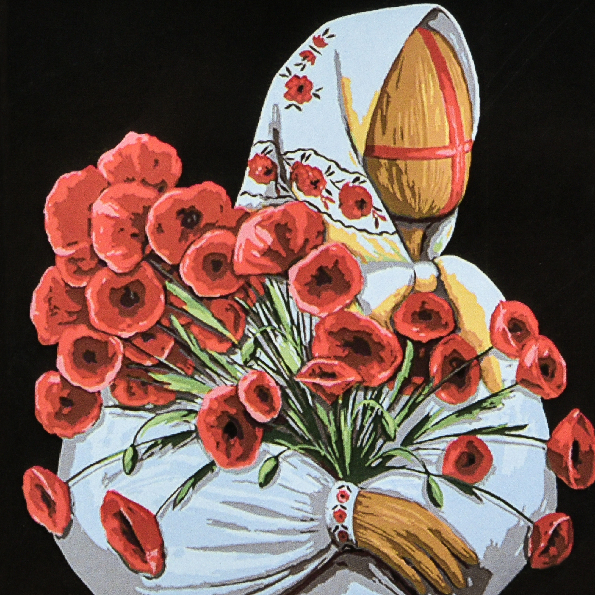 Картина за номерами ПРЕМІУМ Маковія на чорному фоні з лаком