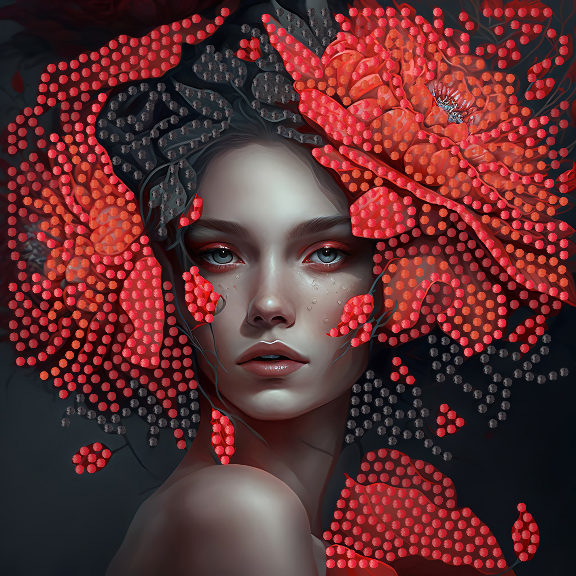 Алмазна мозаїка ПРЕМІУМ Загадкова пані на паперовій основі