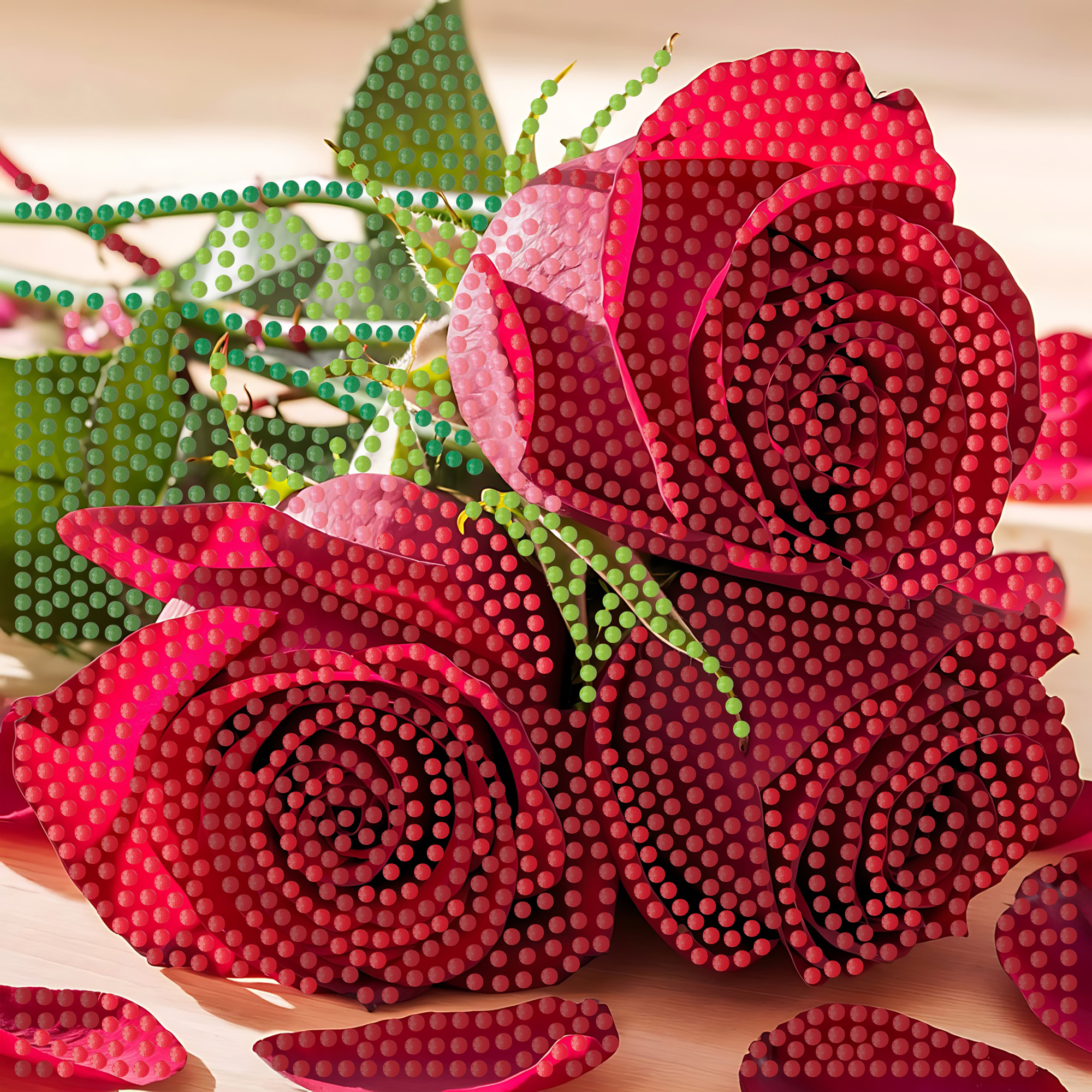 Алмазна мозаїка ПРЕМІУМ Троянди на паперовій основі