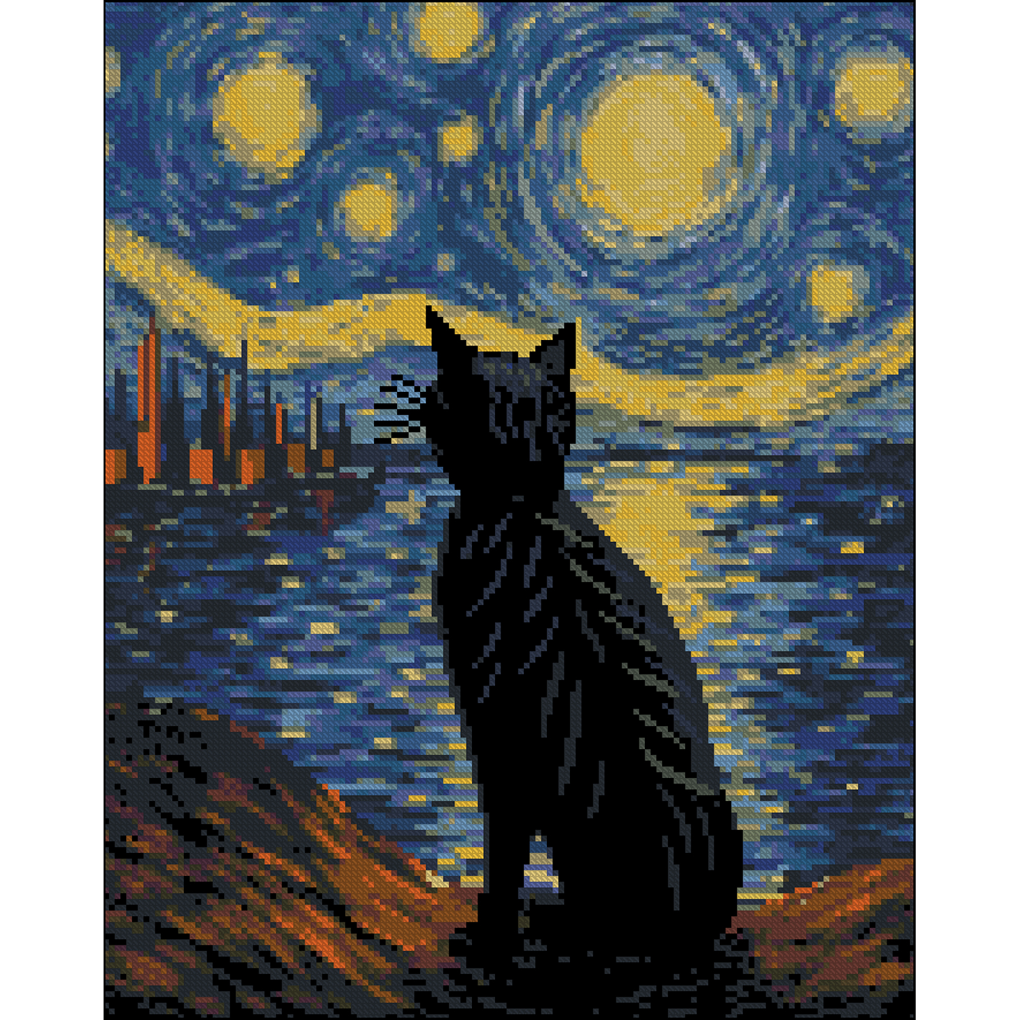 Алмазна мозаїка ПРЕМІУМ Зоряний кіт без підрамника