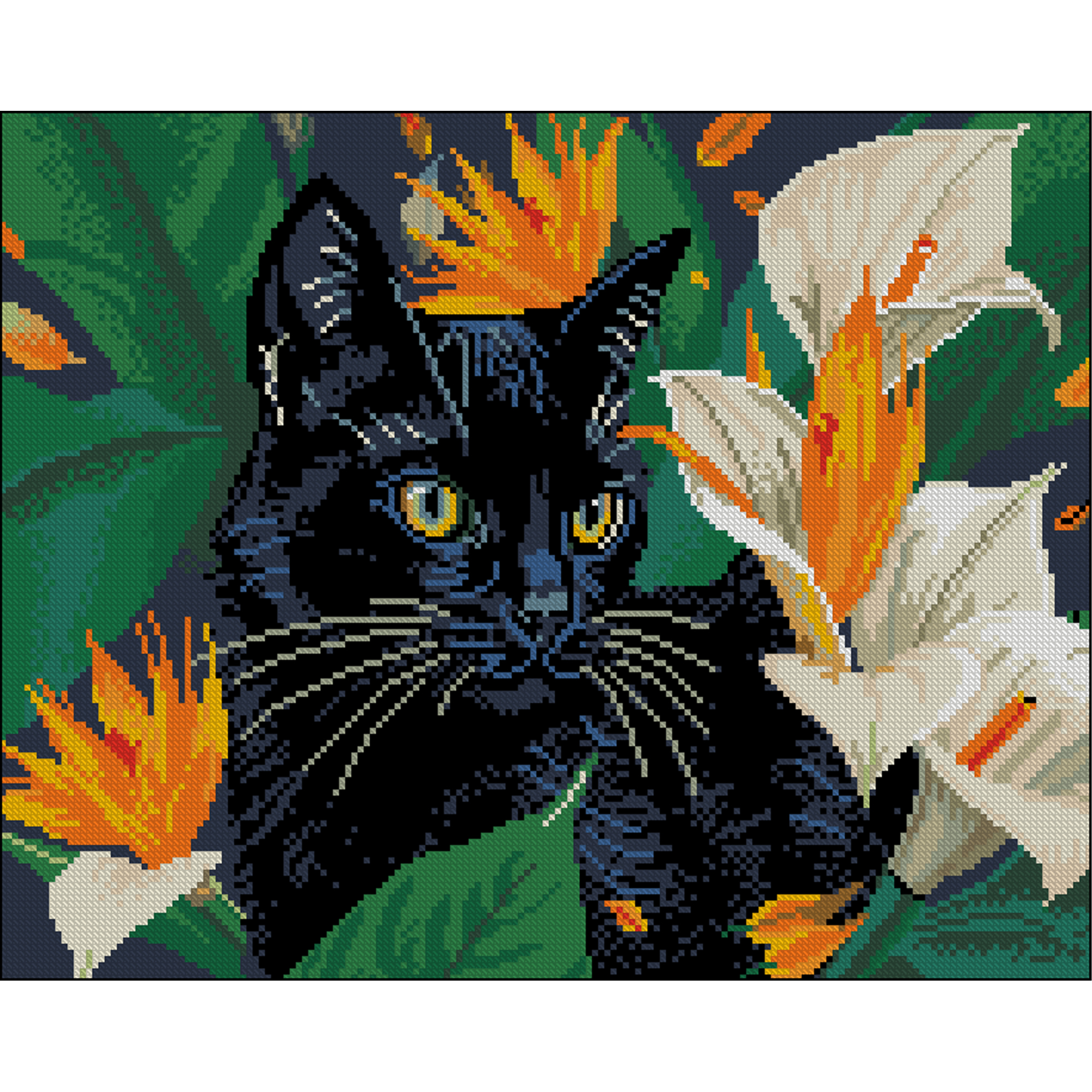 Алмазна мозаїка ПРЕМІУМ Кішка на полюванні без підрамника