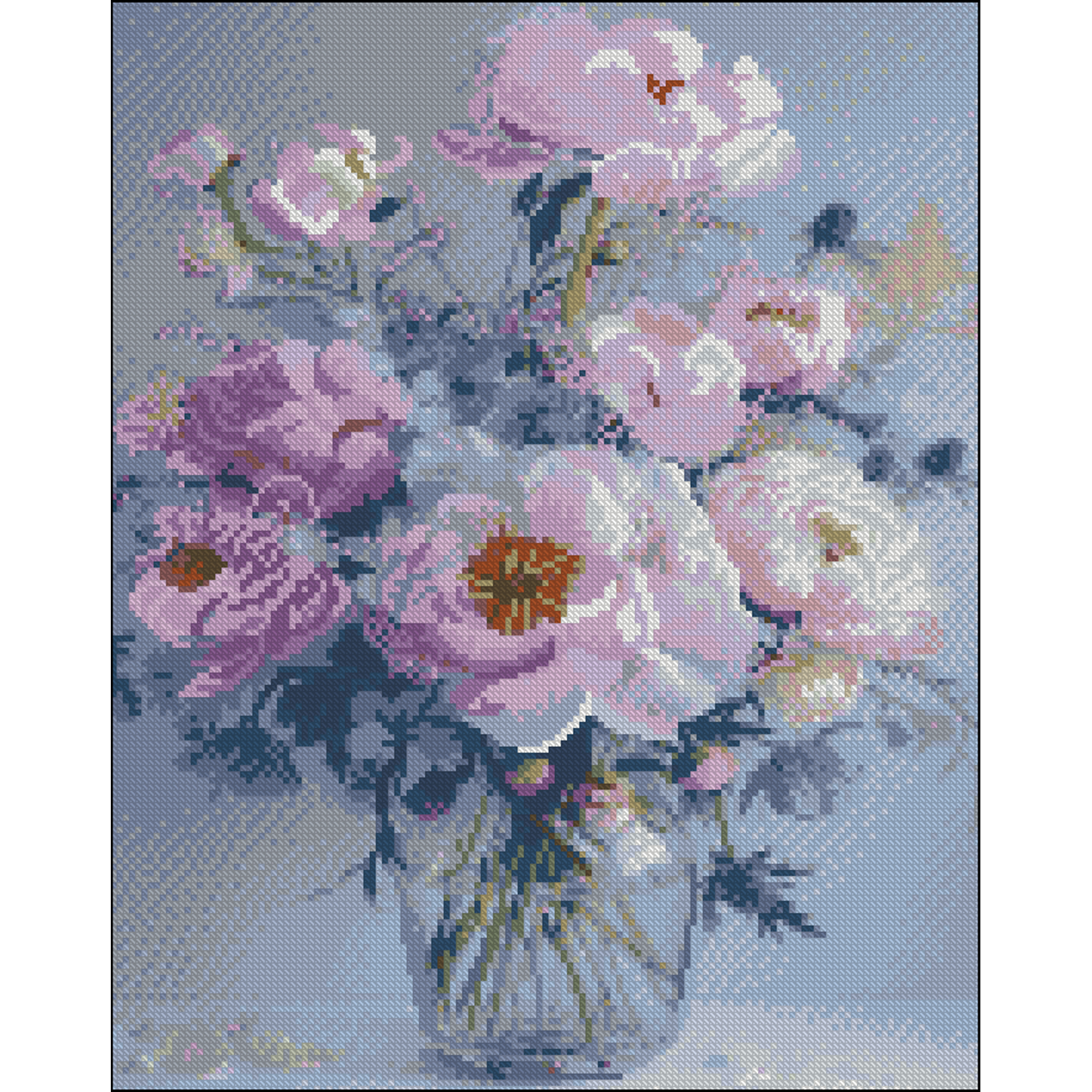 Vase with flowers without a stretcher, size