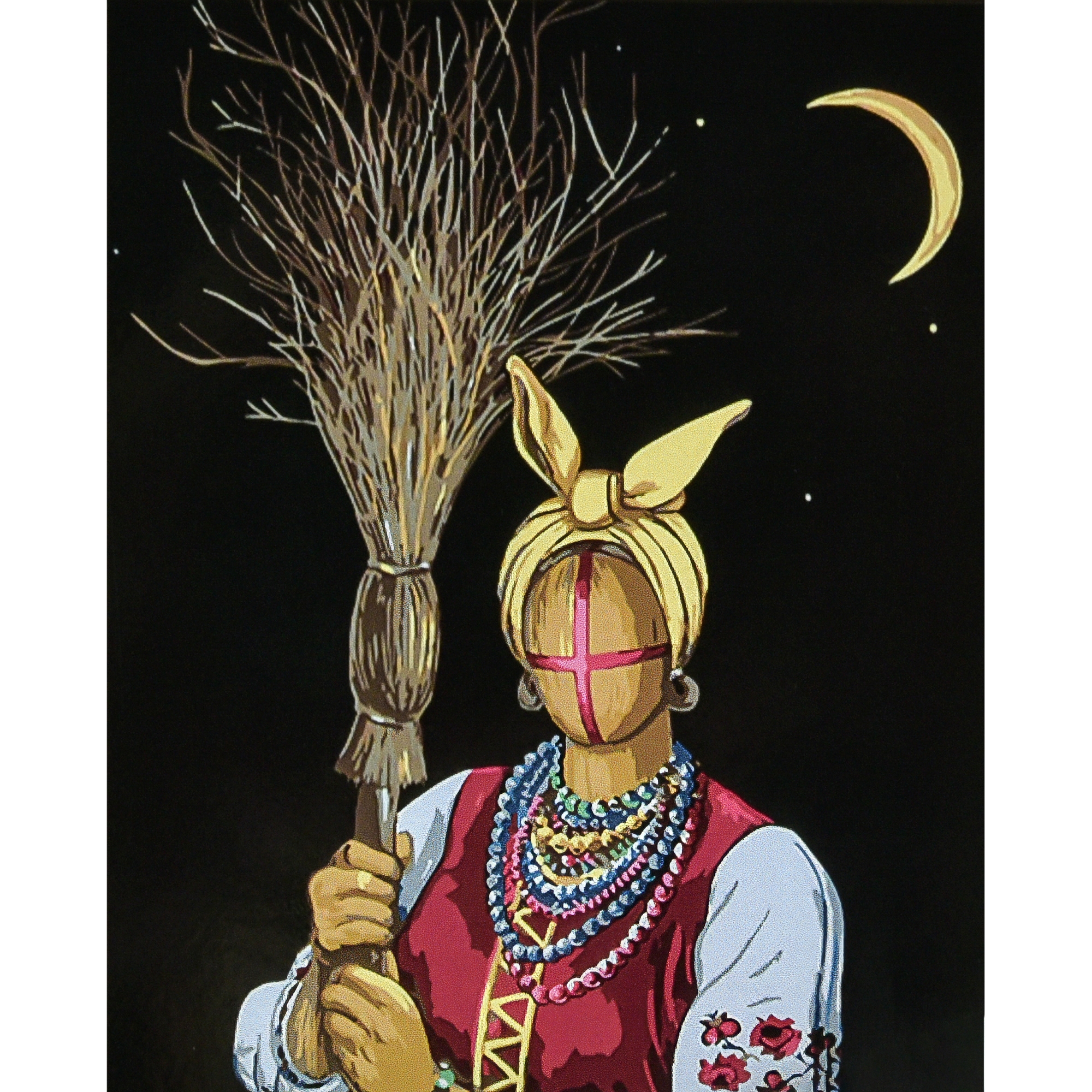 Картина за номерами ПРЕМІУМ Солоха на чорному фоні з лаком