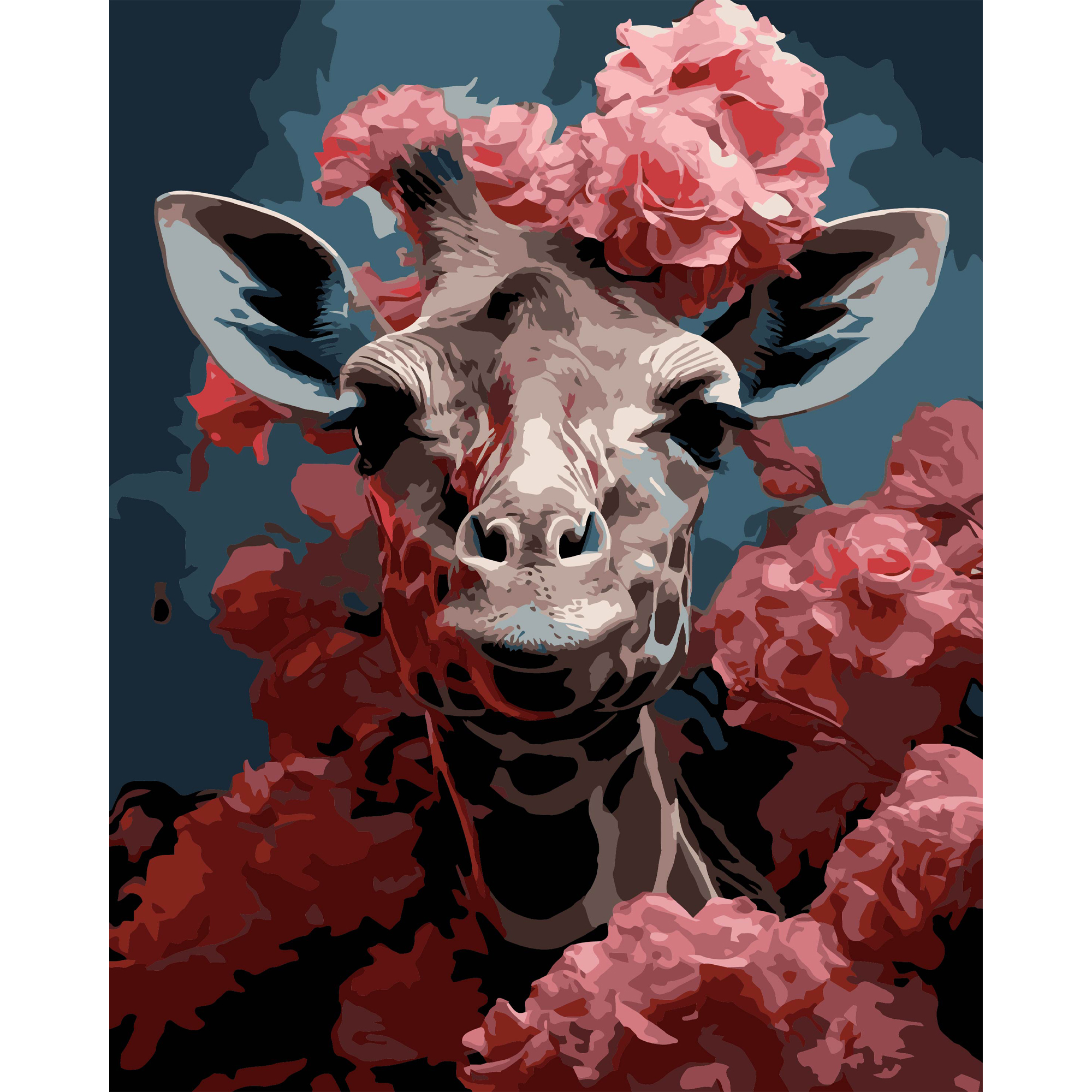 Blühende Savanne auf schwarzem Hintergrund, 40 x 50 cm (AH1153)