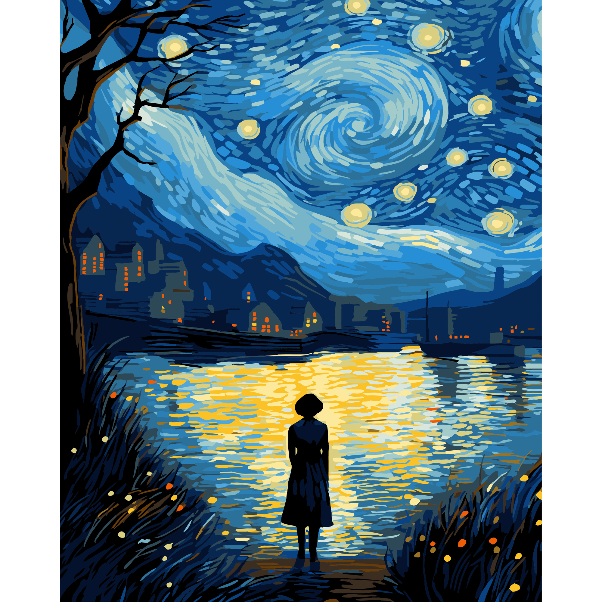 Unter dem Sternenwind auf schwarzem Hintergrund, 40 x 50 cm (AH1159)