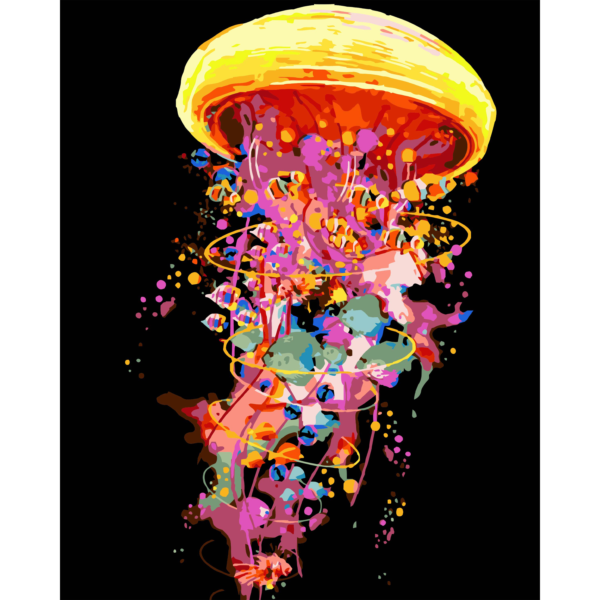 Картина за номерами ПРЕМІУМ Пульс океану на чорному фоні