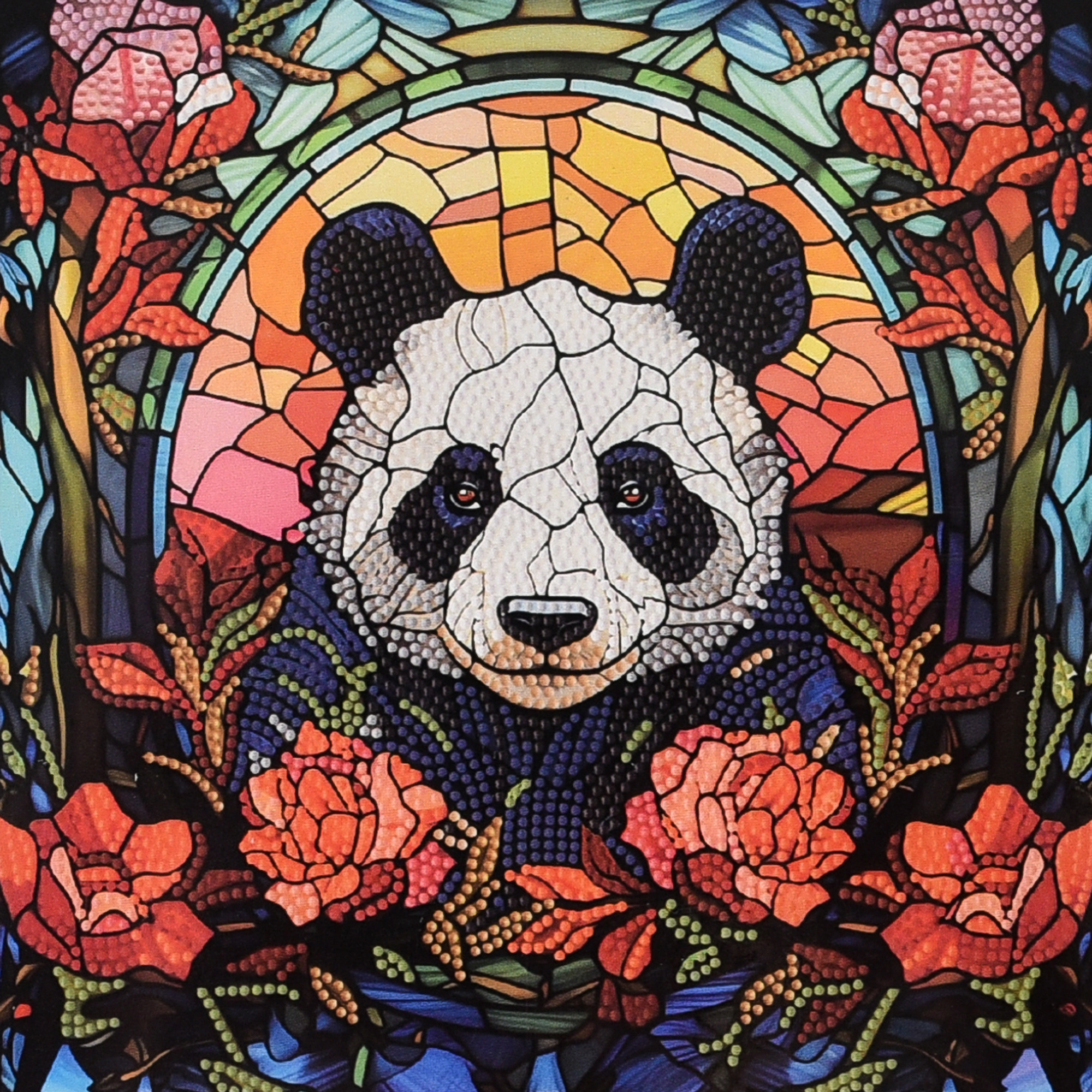 Алмазна мозаїка ПРЕМІУМ Панда серед троянд