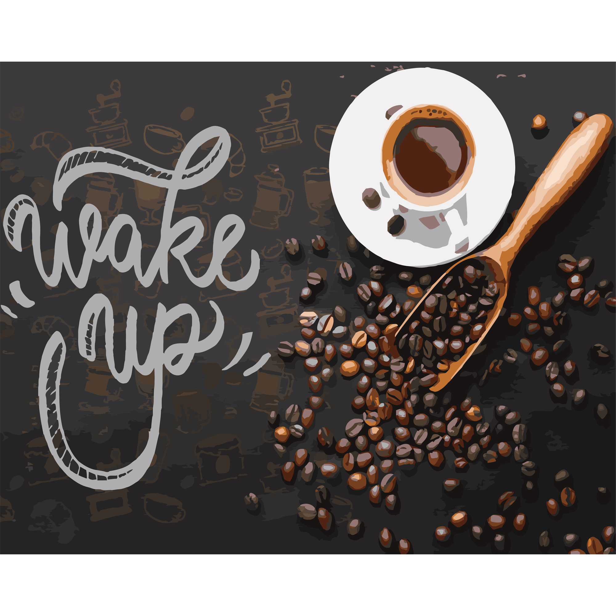 Картина за номерами ПРЕМІУМ Wake up на чорному фоні