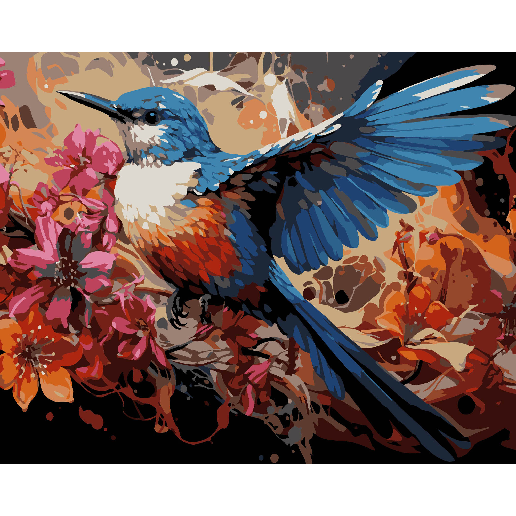 Картина за номерами ПРЕМІУМ Маленька пташка на чорному фоні