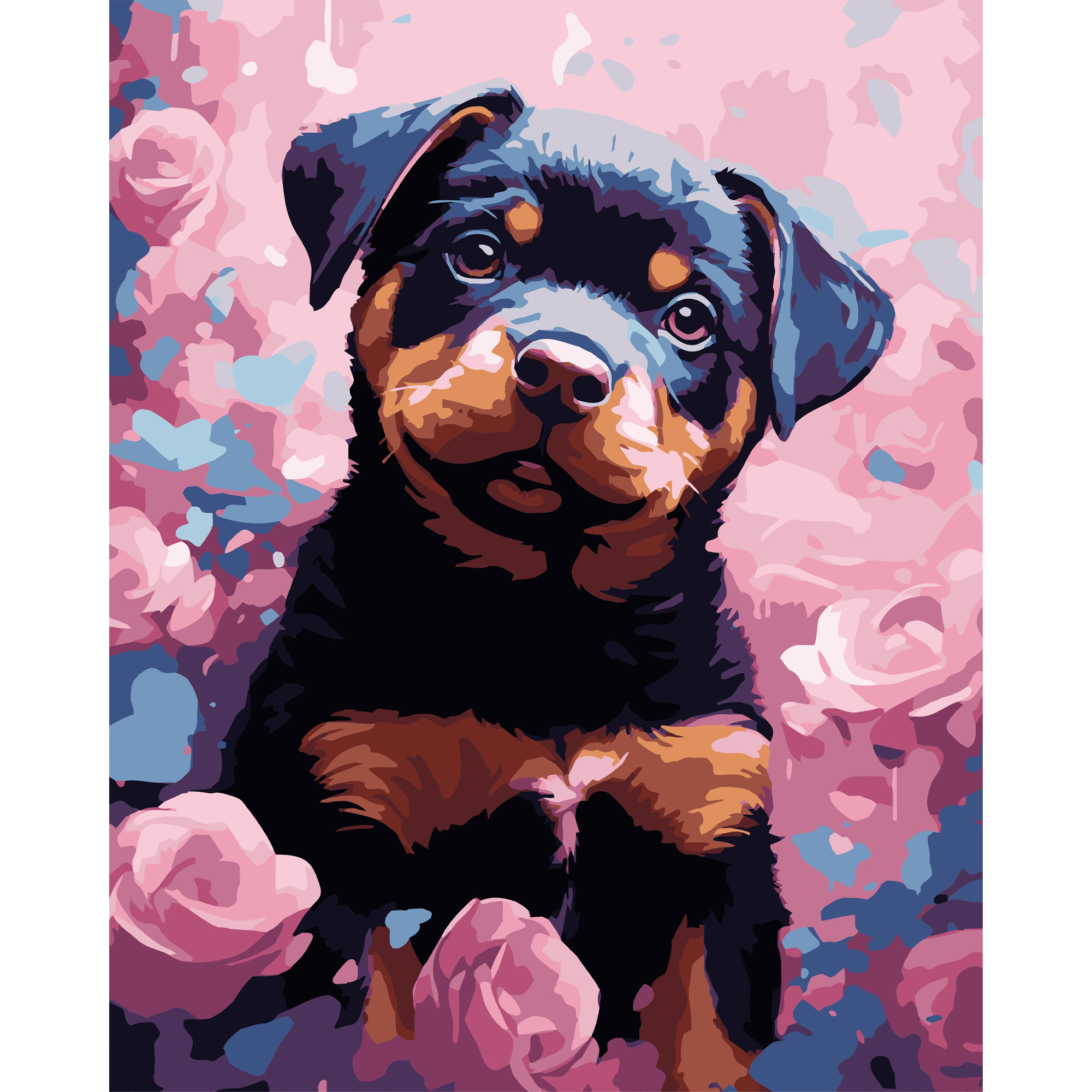 ie PREMIUM Welpe auf schwarzem Hintergrund, 40 x 50 cm (AH1205-17)