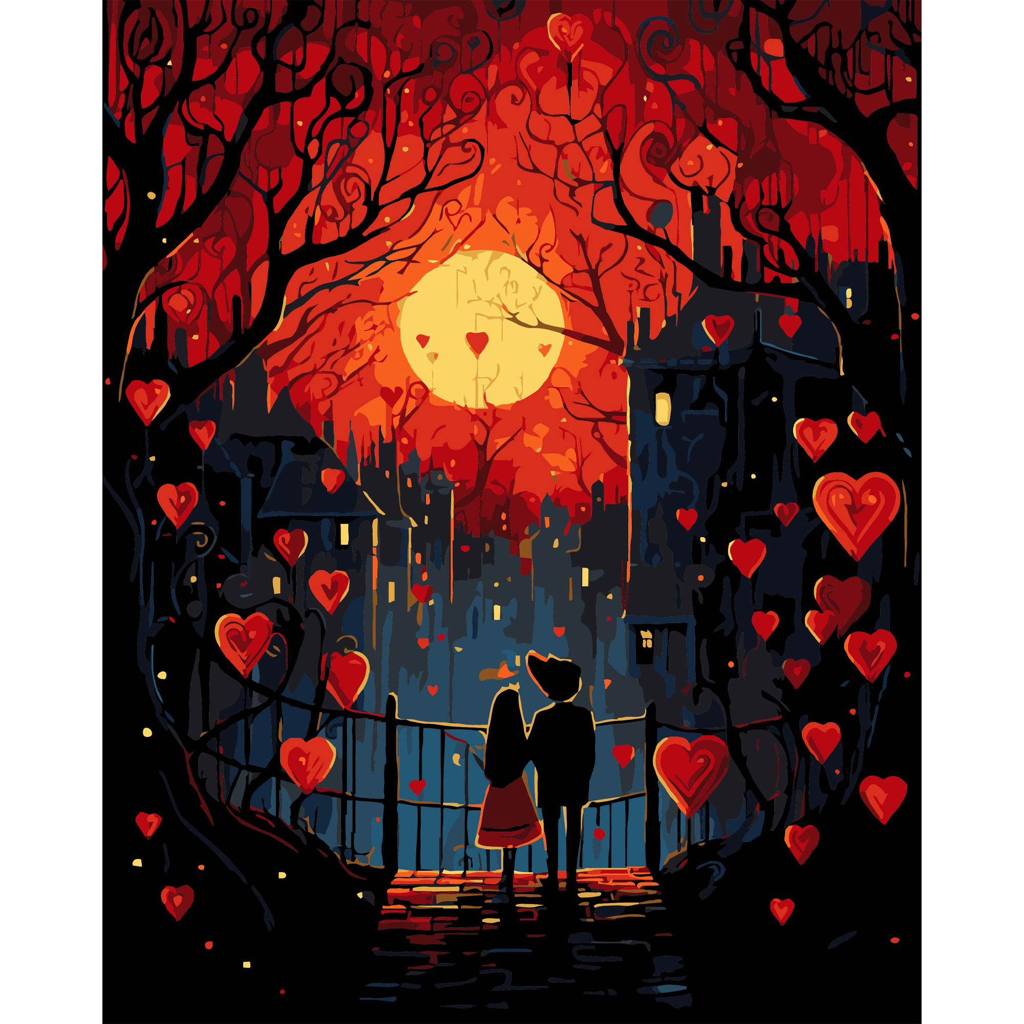 Картина по номерам ПРЕМИУМ Свидание на черном фоне