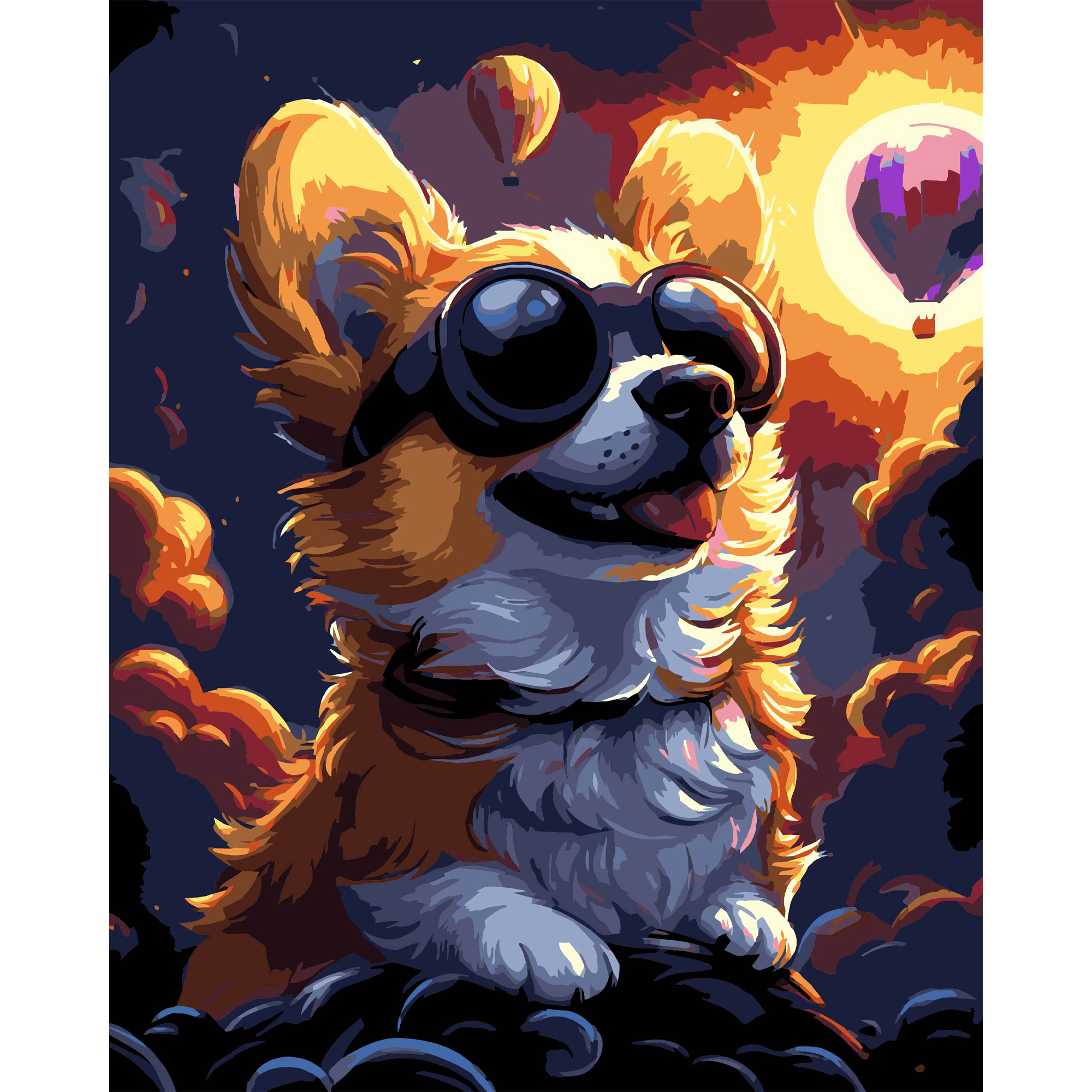 Картина за номерами ПРЕМІУМ Коргі в окулярах на чорному фоні