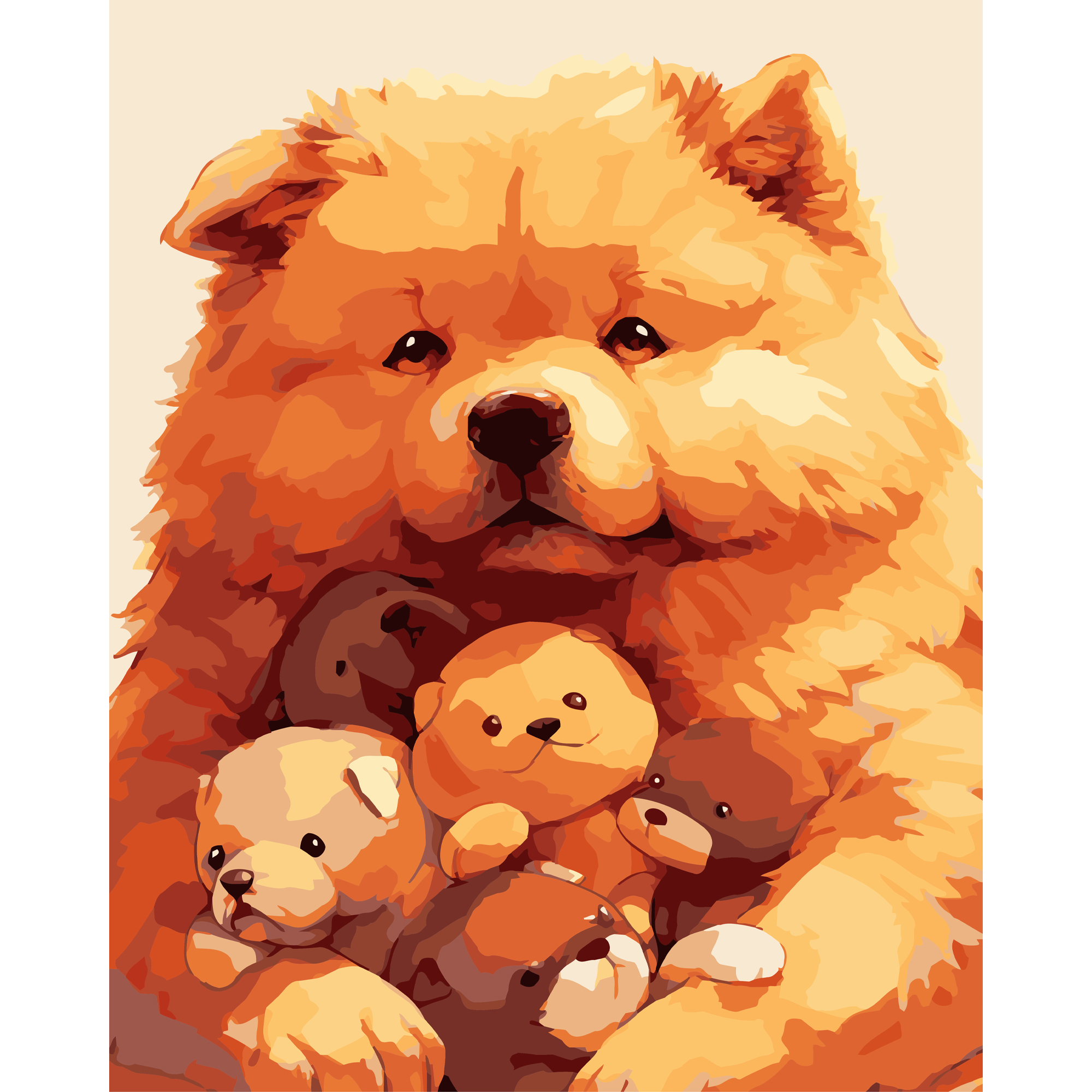 Картина за номерами ПРЕМІУМ Рудий пес на чорному фоні