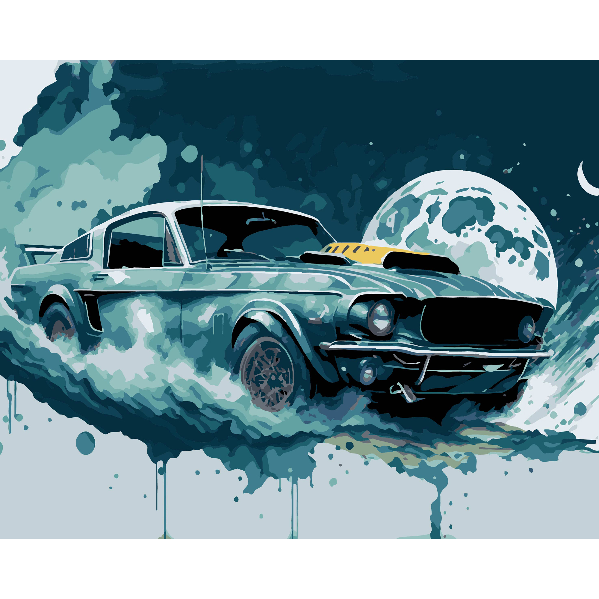 Night mustang on a black background size